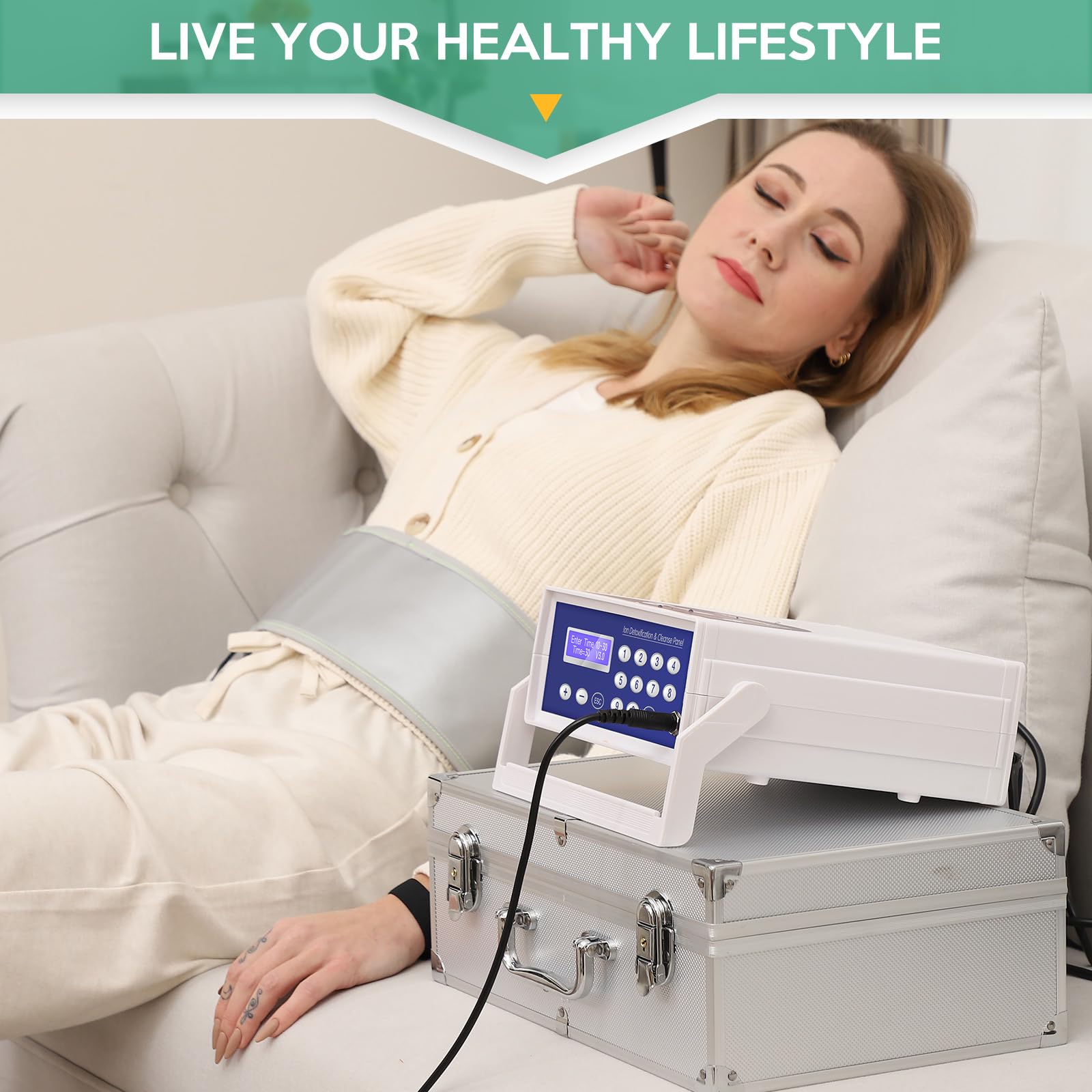 Veicomtech Ionic Detox Foot Bath Machine, Foot Detox Machine Ionic Detox Foot Spa System With Wrist Strap, Far Infrared Waistbel