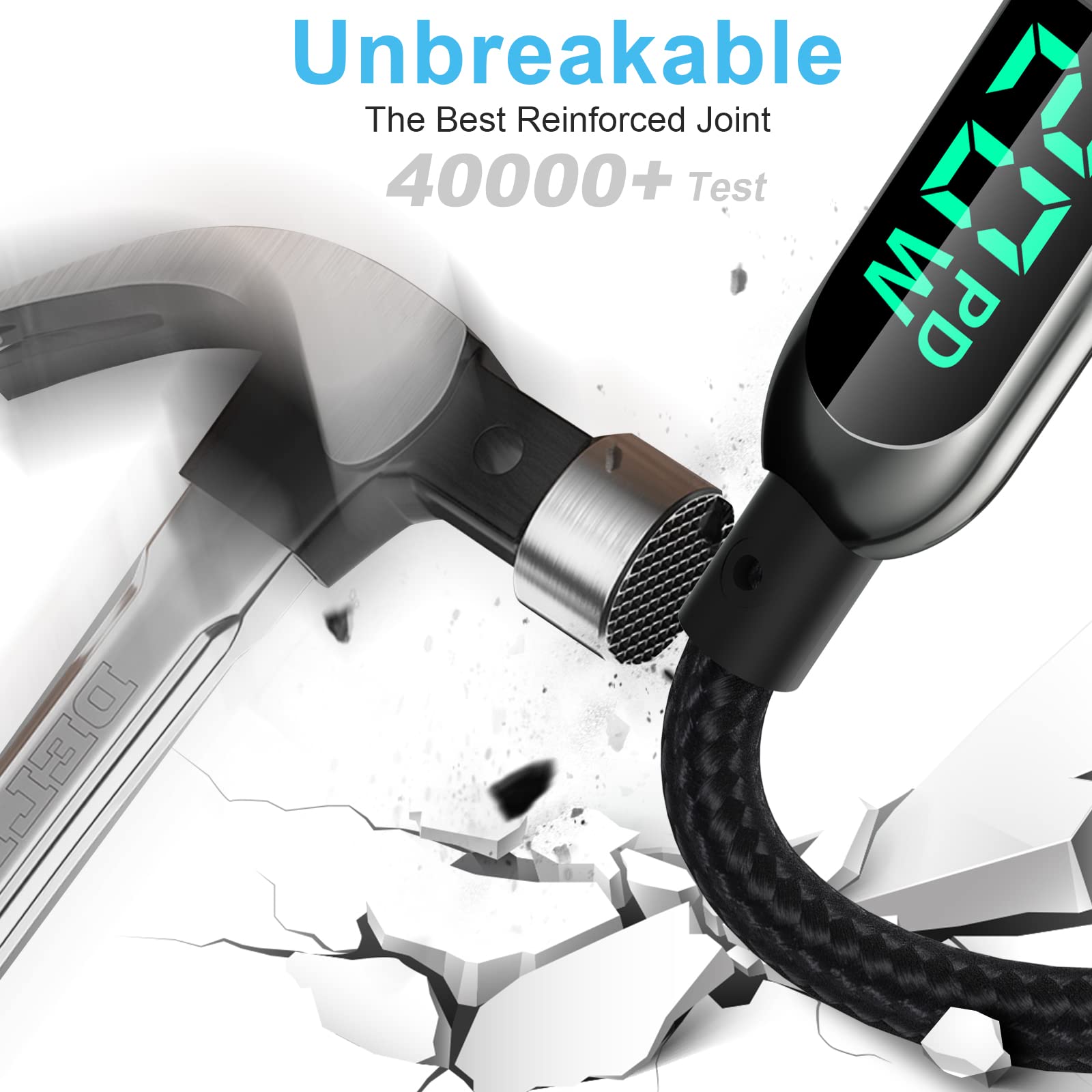 Aicase Usb C Auf Lightning-Kabel, 1.2 M Lade-Synchroniser-Ungskabel Mit Led-Display, Kompatibel Mit Iphone 13 13 Pro 12 Pro Max