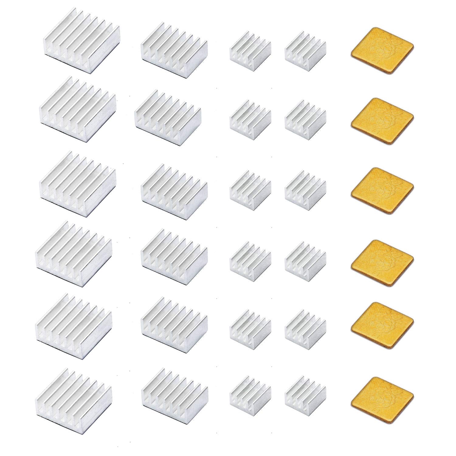 30 Pcs Raspberry Pi 4 Heatsink Kit With Thermal Conductive Adhesive Tape, Aluminum Heat Sink Cooler And Copper Heatsink For Rasp