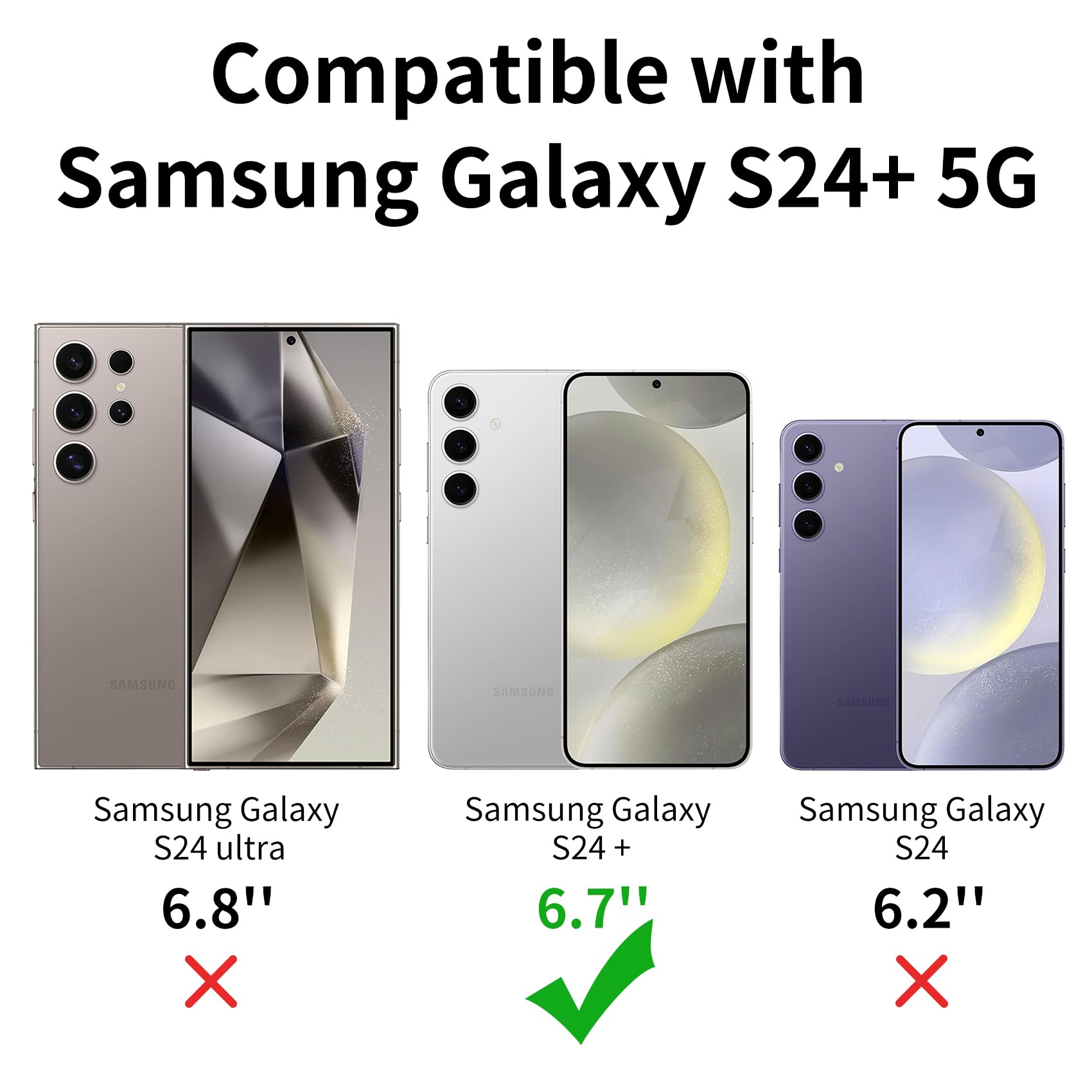 Hsefo Designed For Samsung Galaxy S24 Plus Case, Black Dual Layer, Heavy Duty Shockproof Tough Rugged Protective Cover For Galax