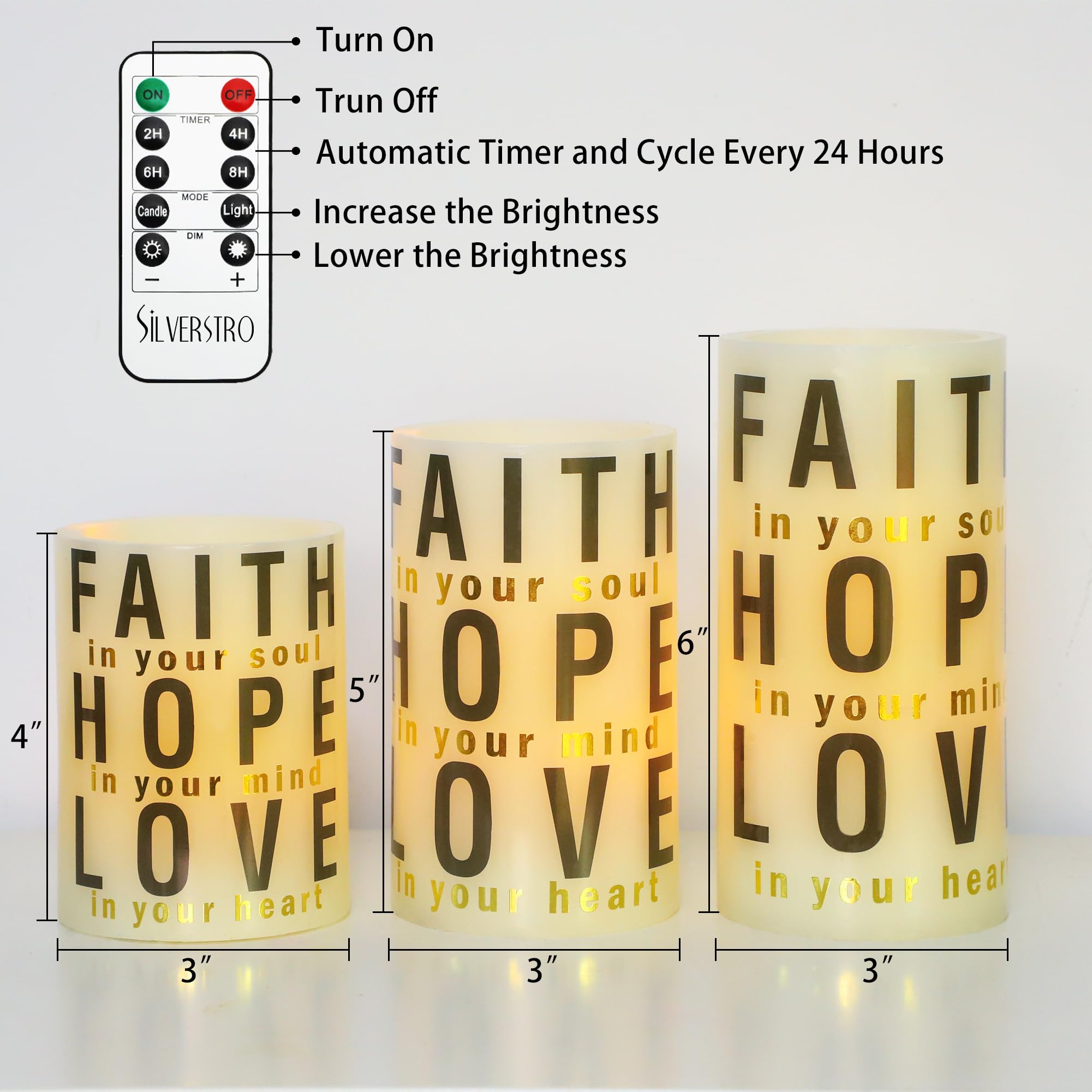 Silverstro Christmas Decor Flameless Candles With Remote Control   Real Wax Flickering Led Candles   Home Room Holiday Xmas Deco