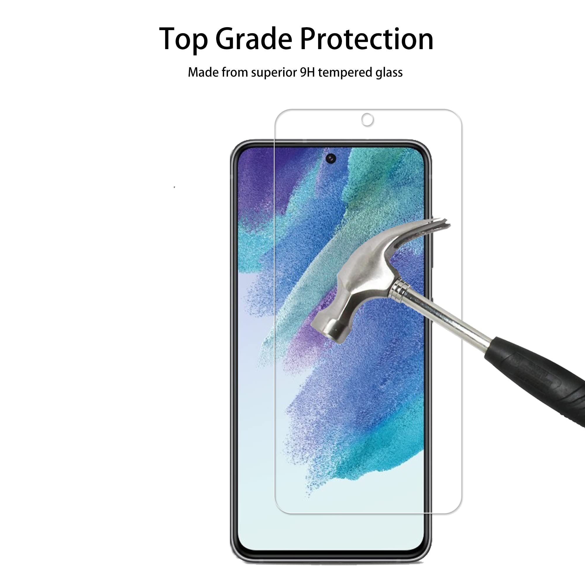 Hkkais Easy Alignment Frame Designed For Samsung Galaxy S21 Fe 5G Tempered Glass Screen Protector 2 Pack Camera Lens Protector F