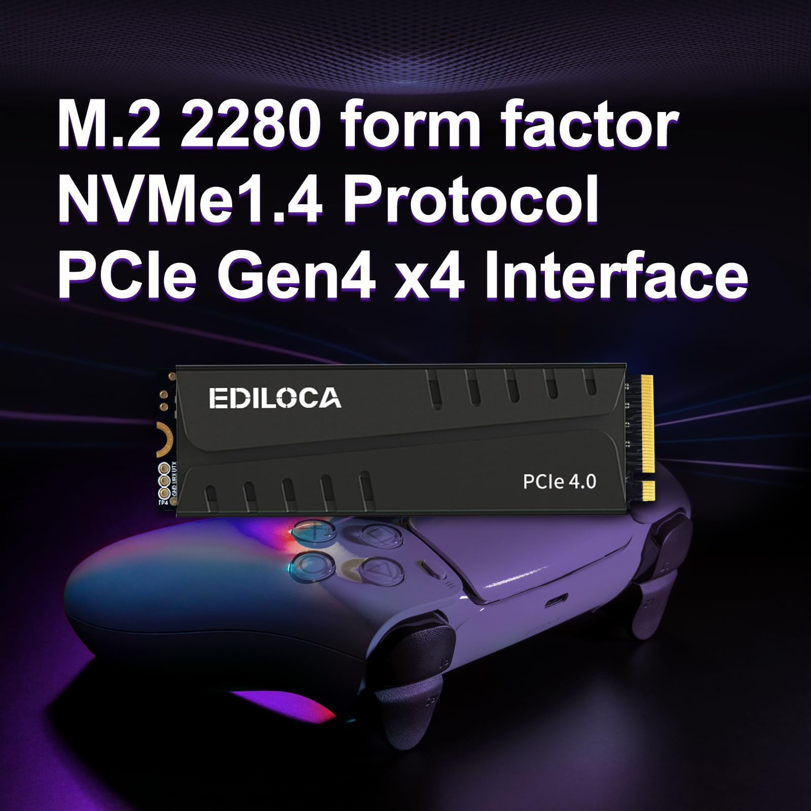 Ediloca En855 Internal Gaming Ssd With Heatsink 500Gb Pcie Gen4, Up To 7400Mb/S, Nvme M.2 2280, 3D Tlc Nand Flash, Solid State D