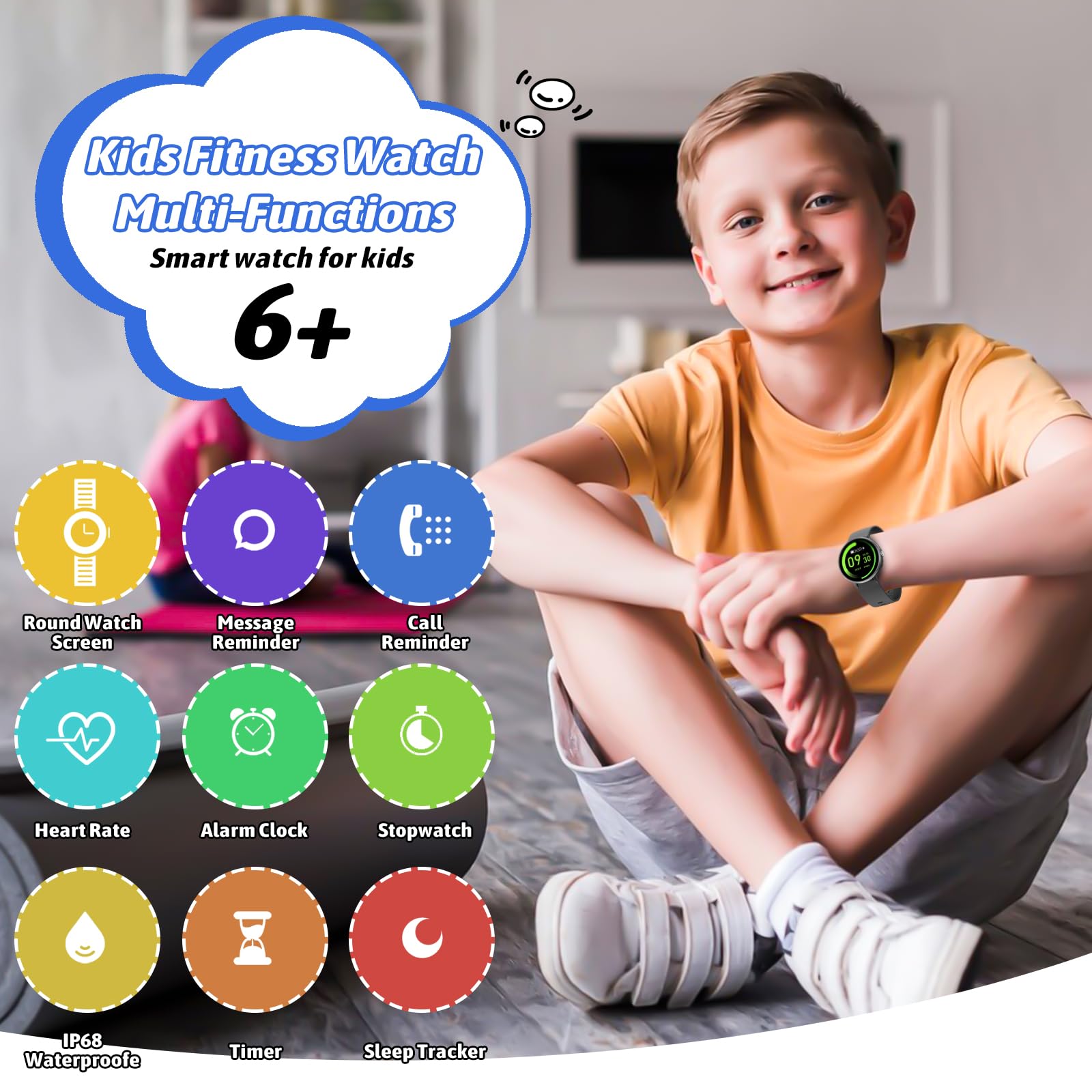 Joyele Smart Watch For Kids Boy Girl, No Phone Needed Kids Watch Waterproof With 19 Sport Modes, Pedometer, Sleep Monitor, Kids