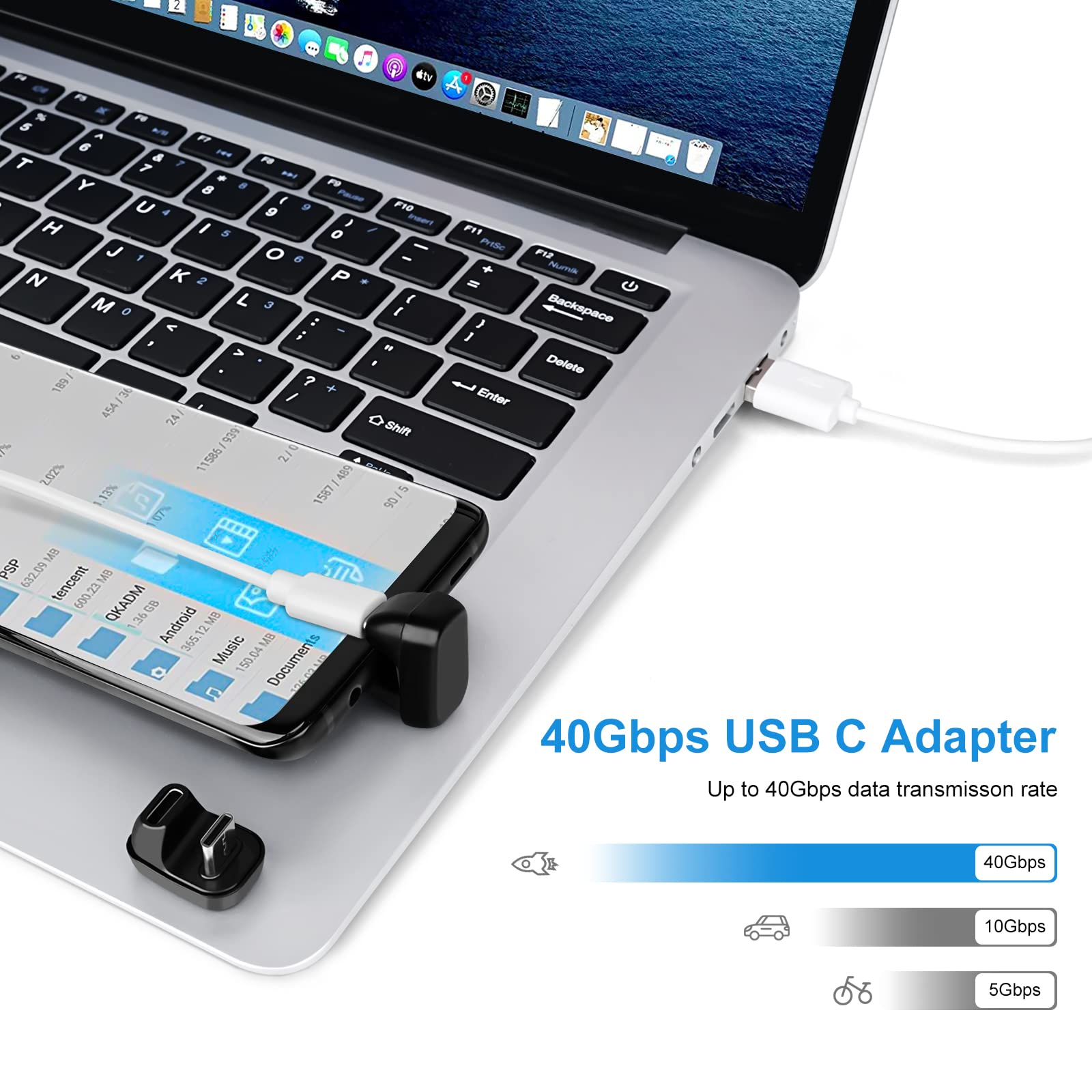 Usb C 180 Degree Angled Adapter, U Shape Usb C 2.0 Male To Female Adapter, Type C Angled Adapter Data Transfer Connector Compati