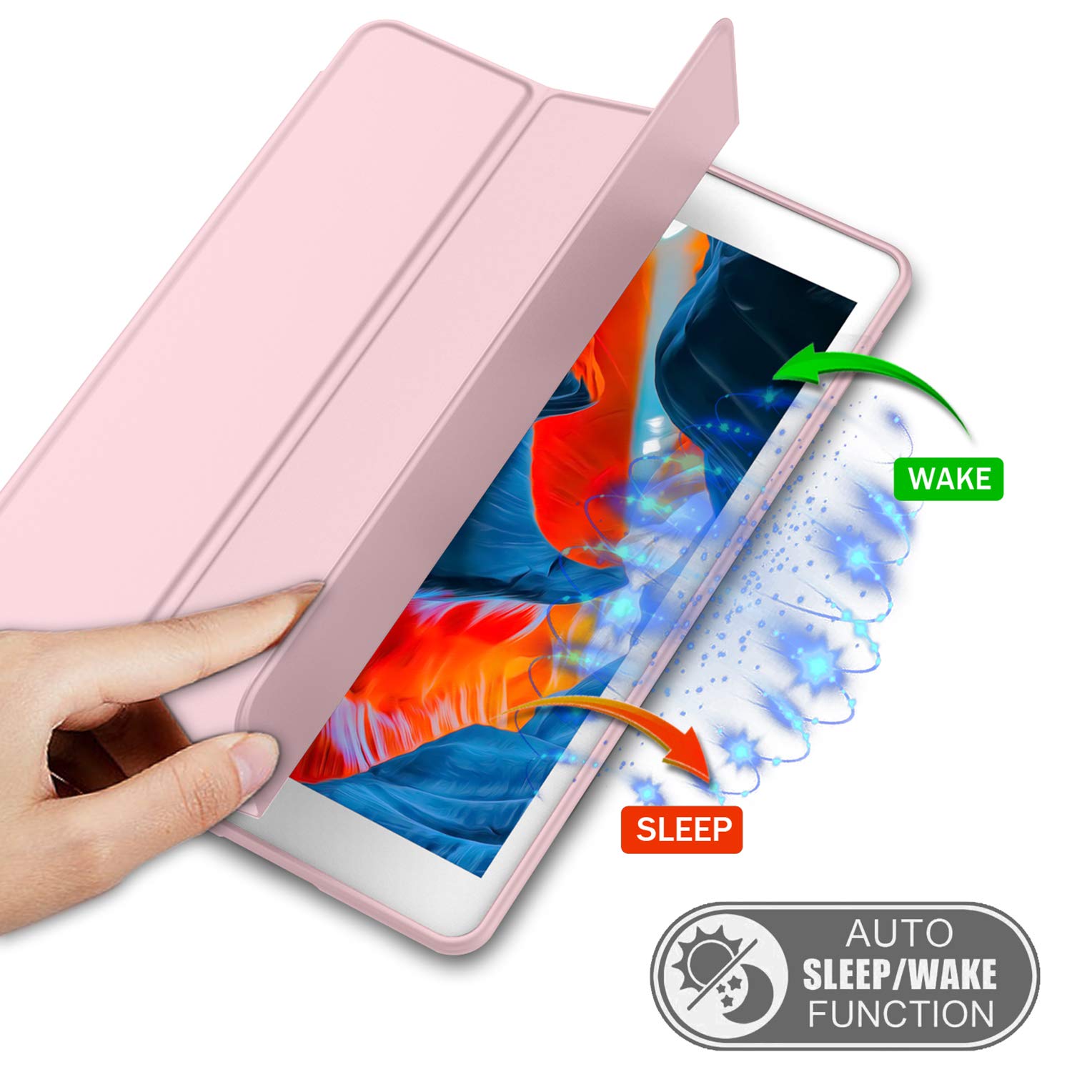 Imieet Ipad 9Th Generation Case 2021/Ipad 8Th Generation Case 2020 10.2 Inch With Pencil Holder, Ipad 7Th Gen 2019 Case With Soft Baby Skin Silicone Back, Auto Wake/Sleep Cover (Pink)