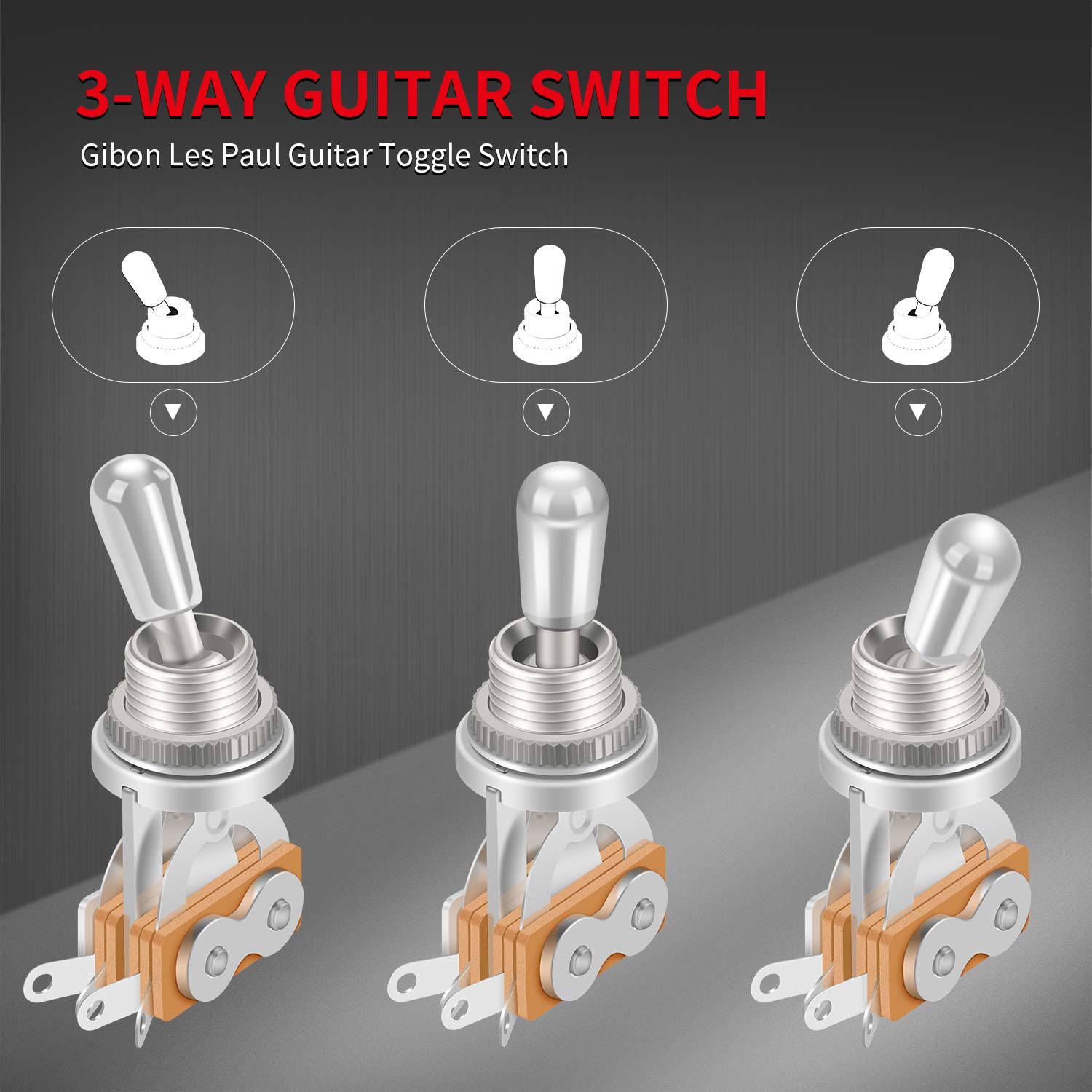 Daiertek Gibon Les Paul Guitar Toggle Switch 3-Way Pickup Selector For Electric Guitar Silver Tip
