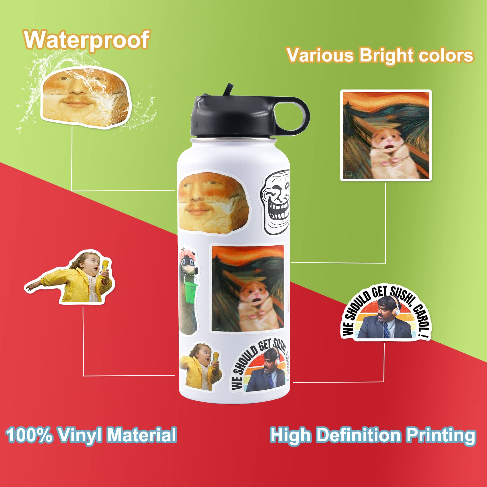 Meme Stickers 300 Pcs Funny Stickers,Funny Stickers For Adults,Vinyl Stickers Waterproof For Adults,Laptop Sticker Pack,Bumper,W