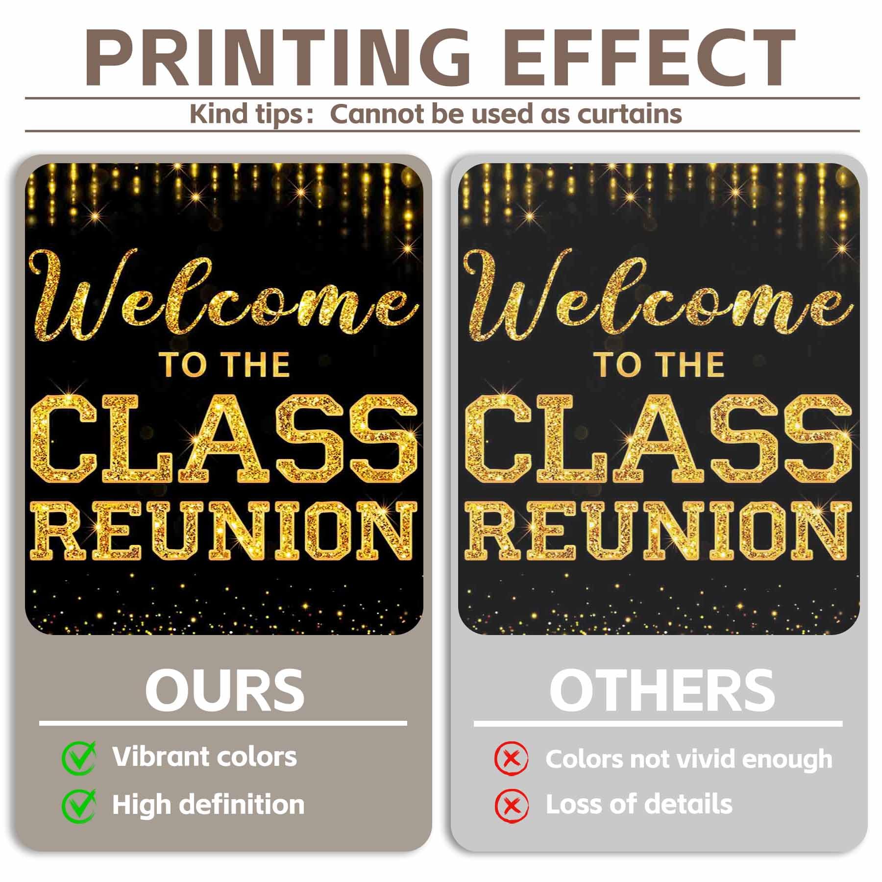 Swepuck 72X43Inch Fabric Golden Welcome To The Class Reunion Backdrop 20Th 30Th 40Th Reunion Photography Background School Party