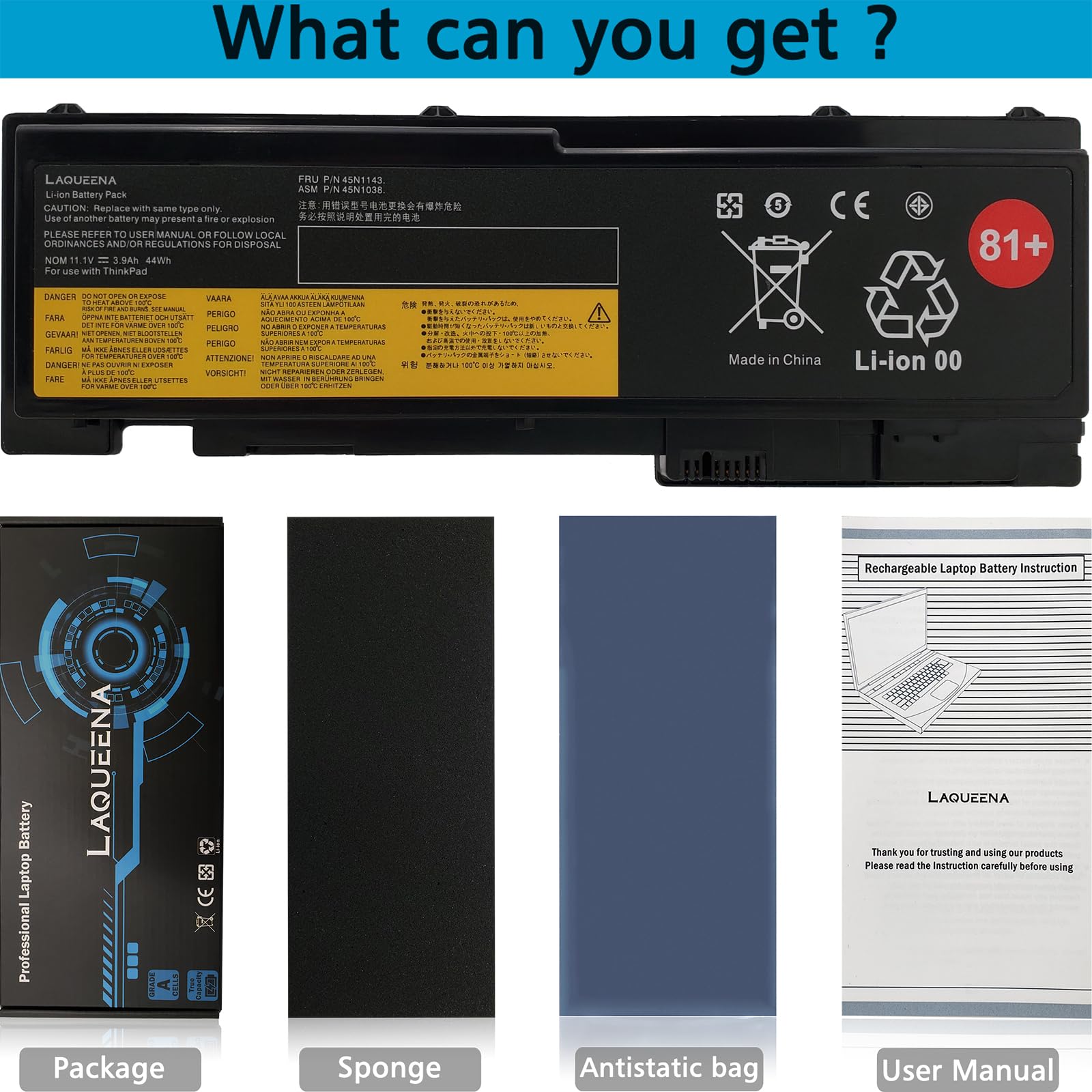 Laqueena 45N1143 Laptop Battery Compatible With Lenovo Thinkpad T420I T420S T430S Series 0A36287 42T4844 42T4845 42T4846 42T4847