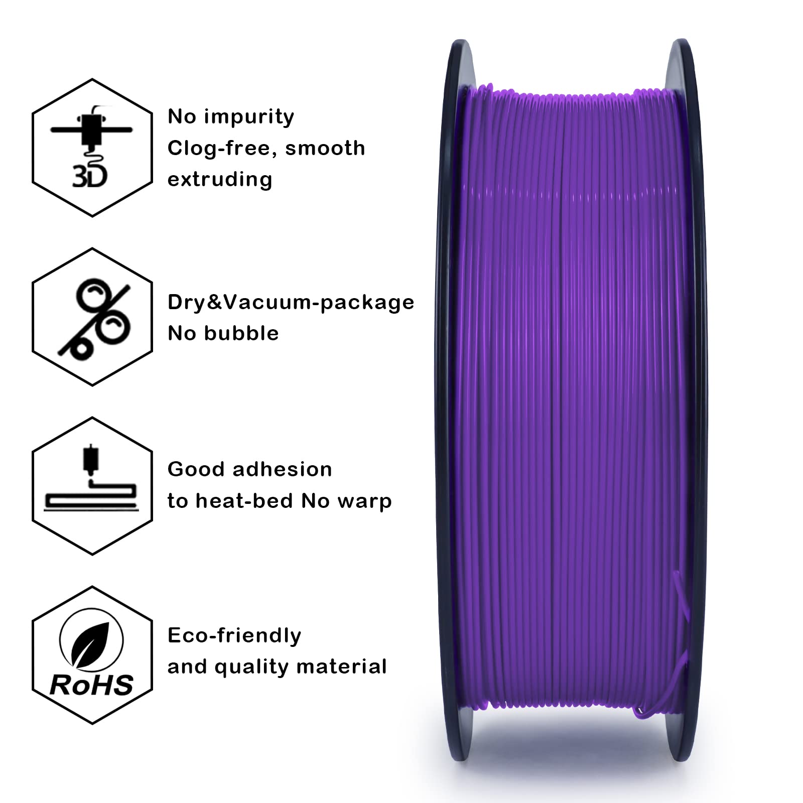 Ziro Pla Filament 175Mm,3D Printer Filament Pla Pro Basic Color Series 175Mm 1Kg(22Lbs), Dimensional Accuracy +  003Mm,Purple