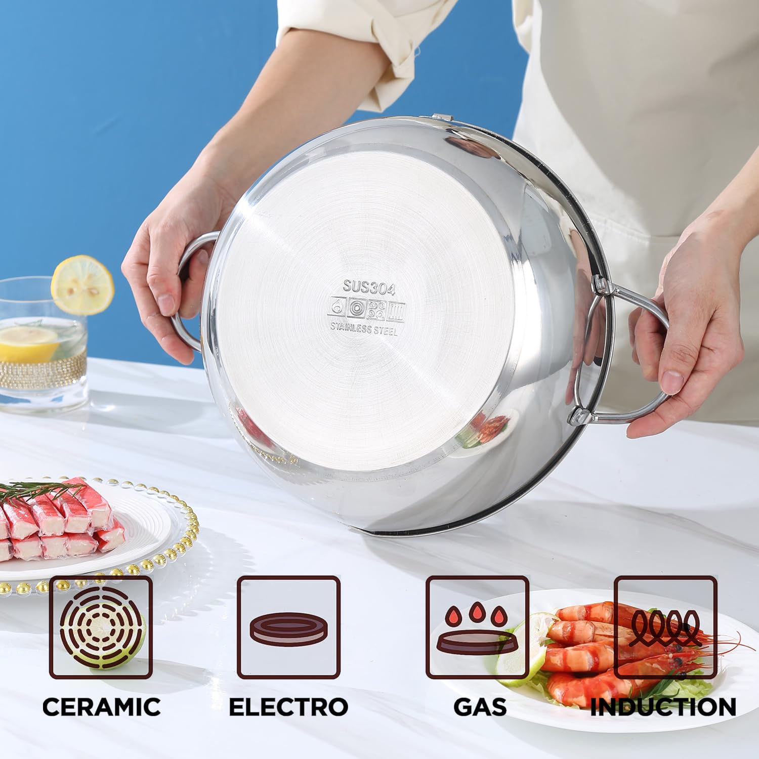 Large Tempura Frying Pot With Lid. Deep Fry Pot With (F) Thermometer And Oil Drip Drain Rack For Family Of 4-6 People 11 4.4Qt