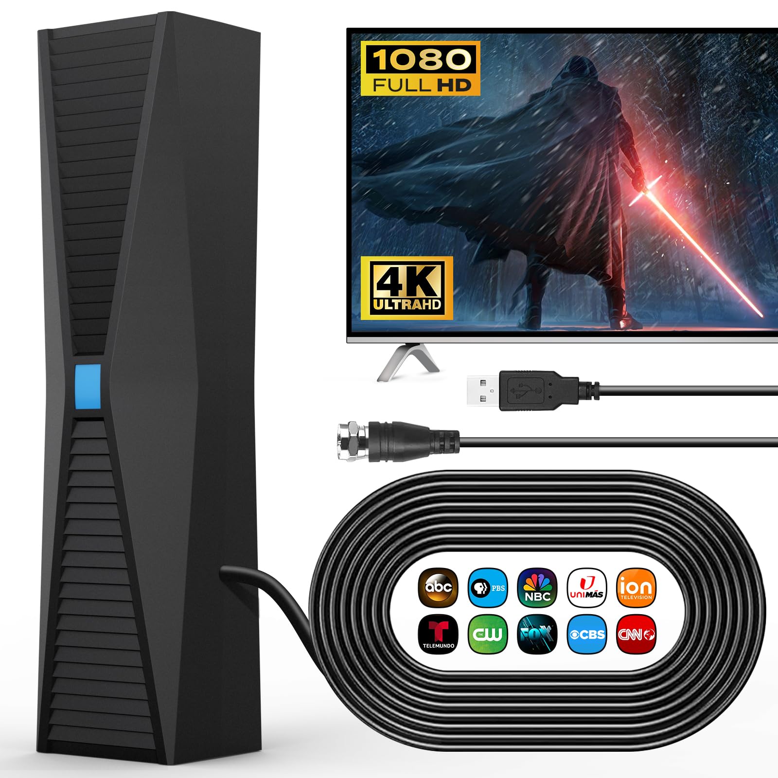 Tv Antenna For Smart Tv Indoor, Hd Tv Antenna Indoor For Local Channels, Tv Indoor/Outdoor With Amplifier And Signal Booster, Te