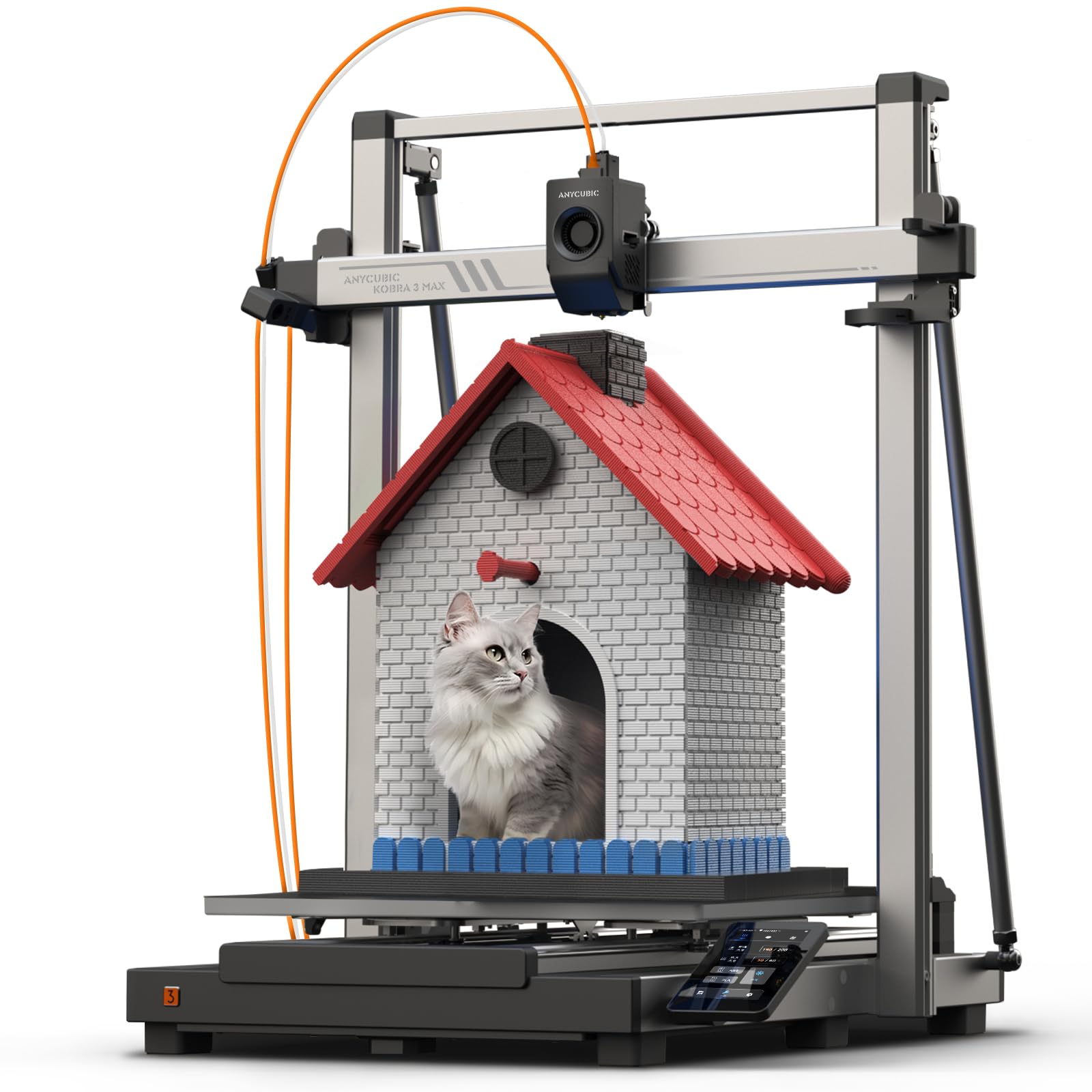 Anycubic Kobra 3 Max 3D Printer Only, Support Multicolor Needs ACE Pro, 600mm/s High-Speed Printing Large Build Volume 420x420x5
