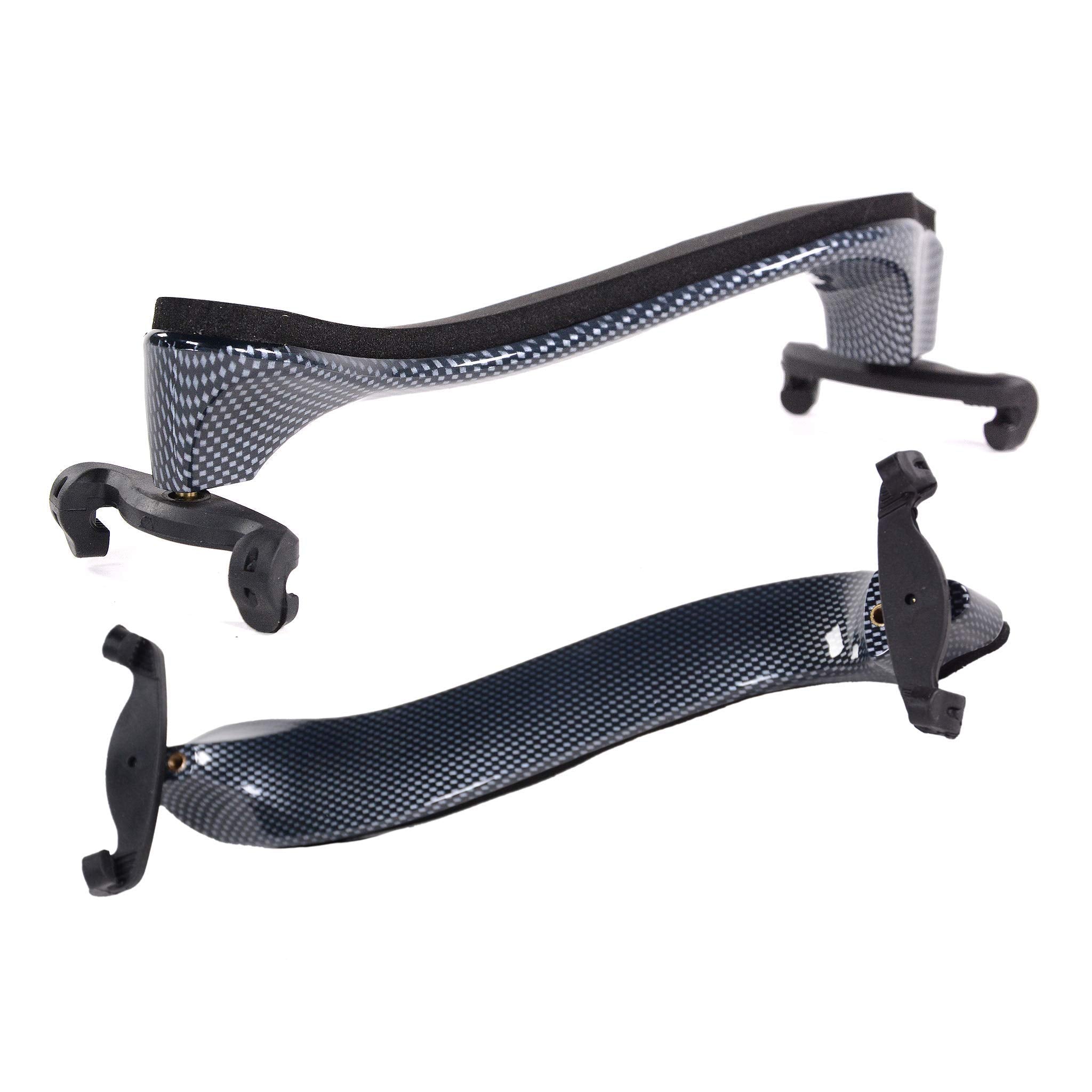 Fiddlerman Light Carbon Fiber Look Shoulder Rest 4/4 Foam Padding For Comfort With Slight Height Adjustable Feet (Carbon Fiber L