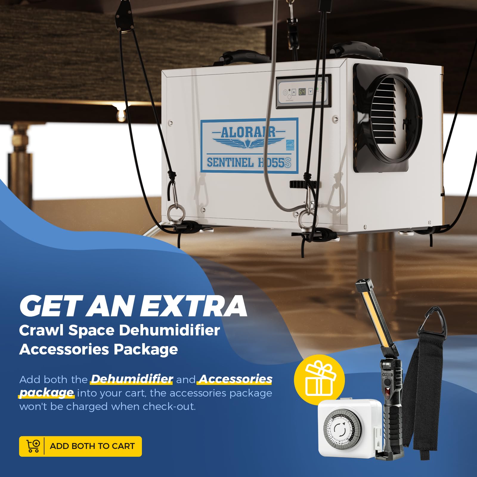 Alorair Crawl Space Dehumidifiers 120 Ppd Moisture Removal, Energy Star Certified Crawlspace Dehumidifiers Commercial Dehumidifi