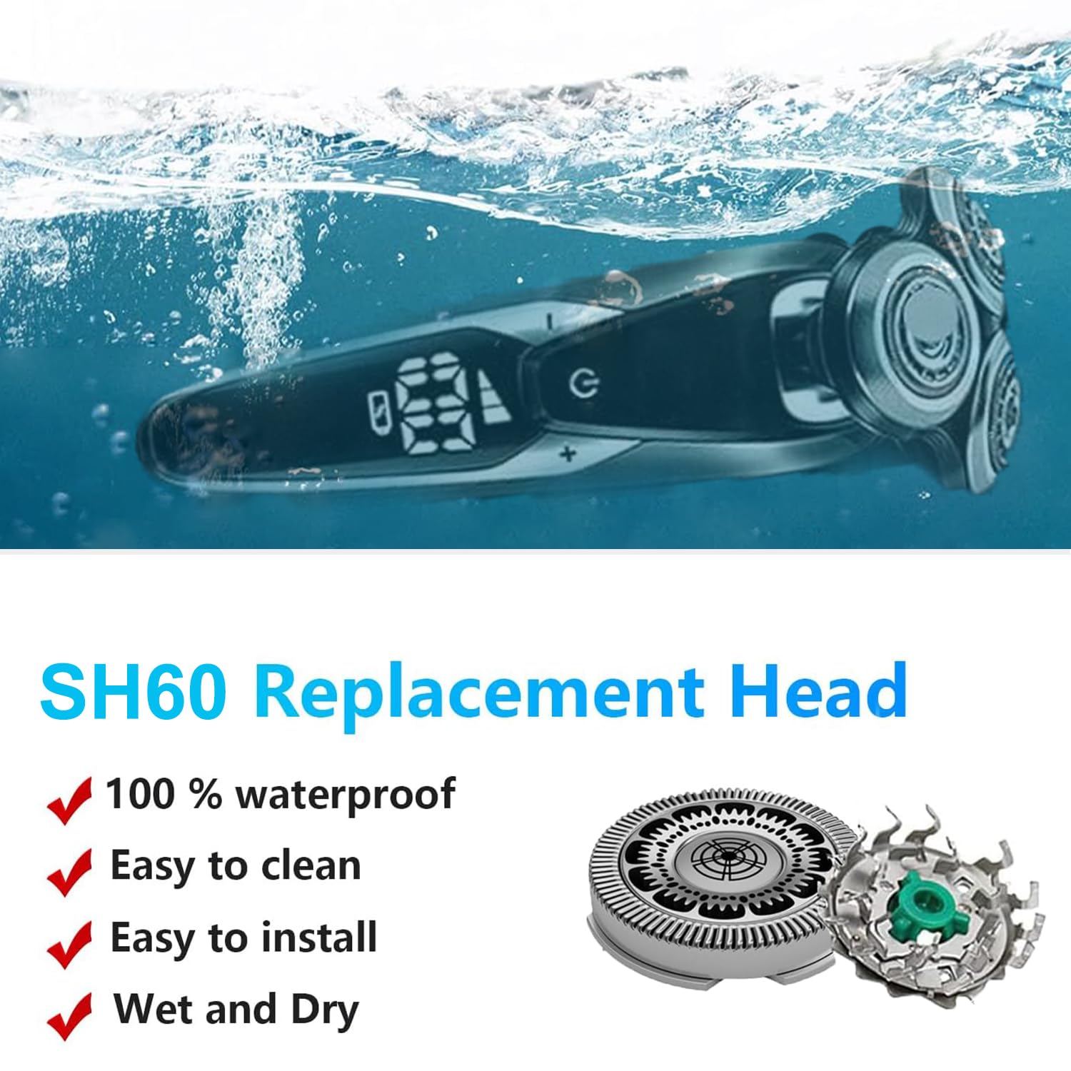Sh60 Replacement Heads Compatible With Philips Norelco Series 6000 Replacement Blades, For Norelco 6000 Replacement Heads For Ph