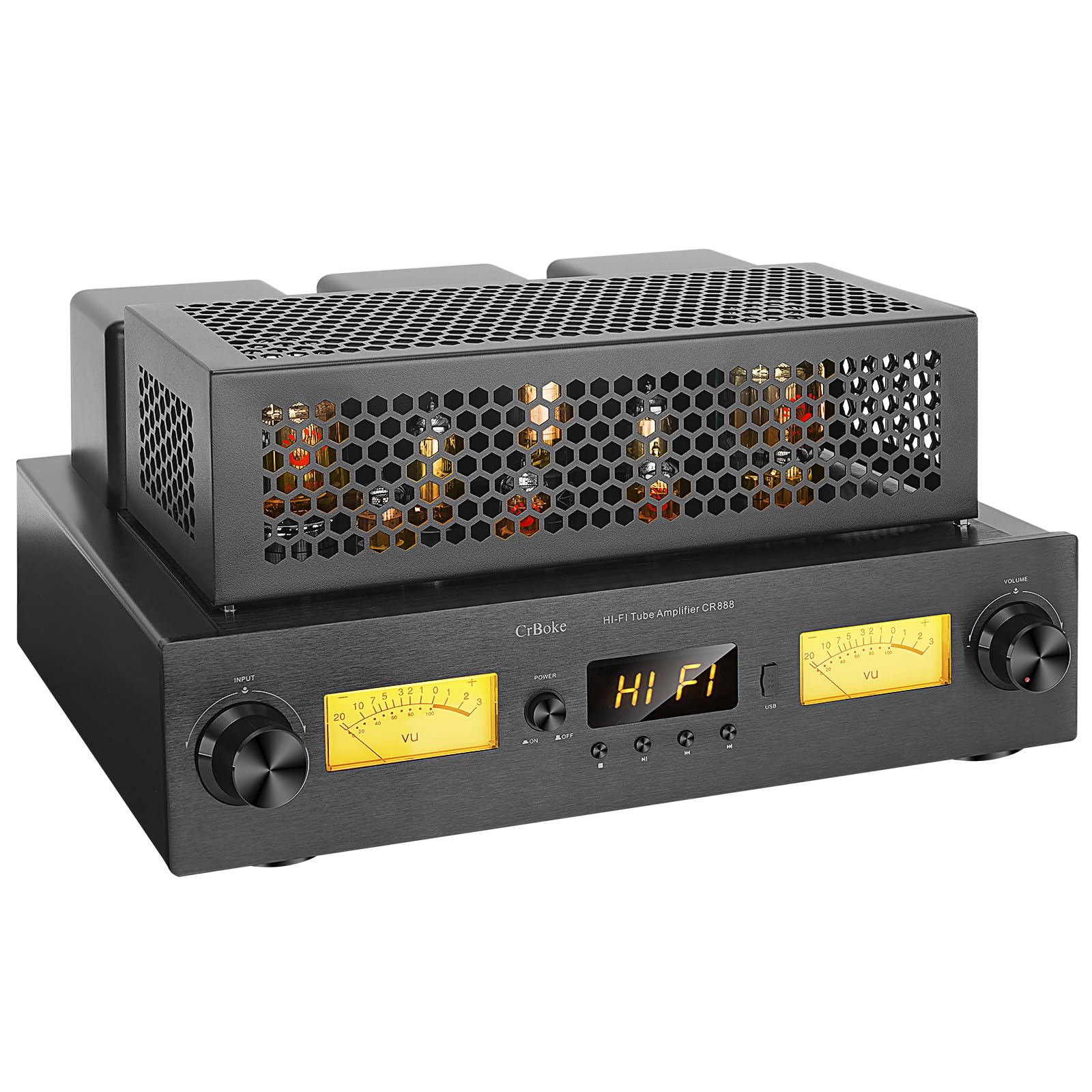Crboke Cr888 Hi-End Class A Kt88 Single-Ended Tube Amplifier With Built-In Aptx-Hd Bluetooth And Active Subwoofer Outpu