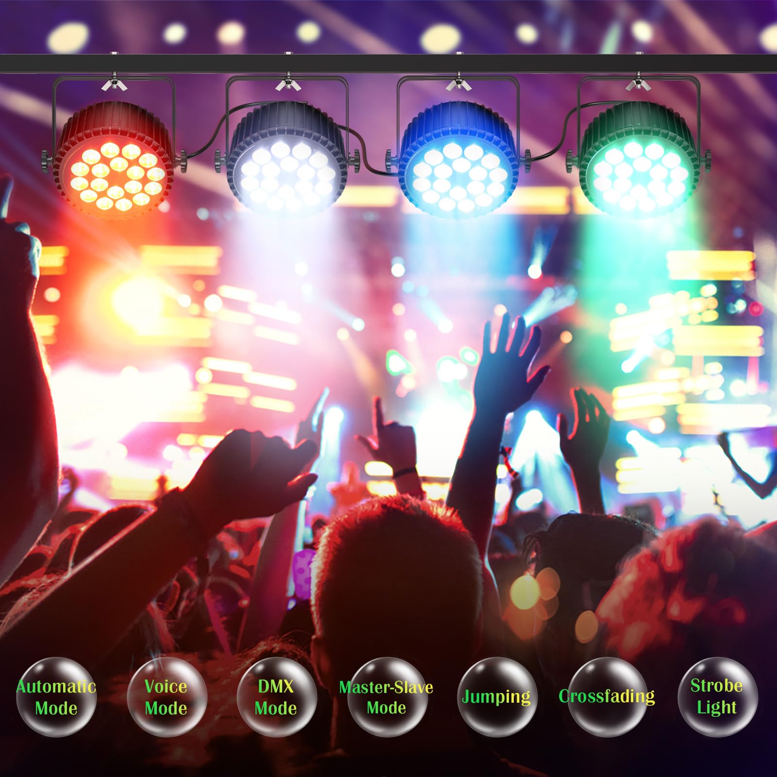 Par Lights Led Stage Lights, Uking 10Wx18 Rgbw Uplights Stage Lighting Effect By Dmx And Sound Activated Control Wash Light For