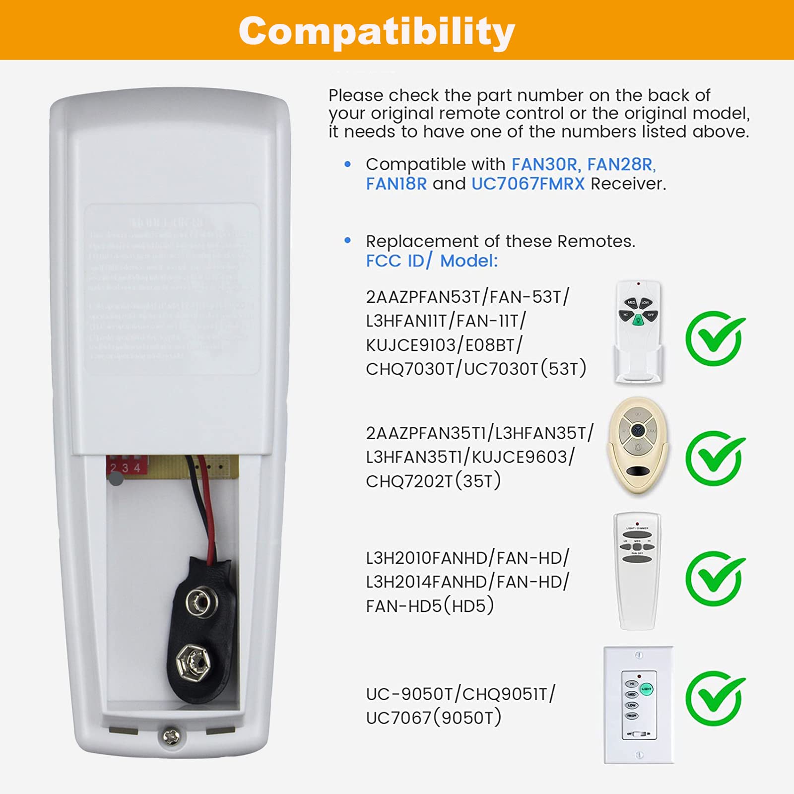 Universal Ceiling Fan Remote Control Kit With Dimmer For Ac 3 Speed Ceiling Fan Replacement For Hampton Bay Harbor Breeze Hunter
