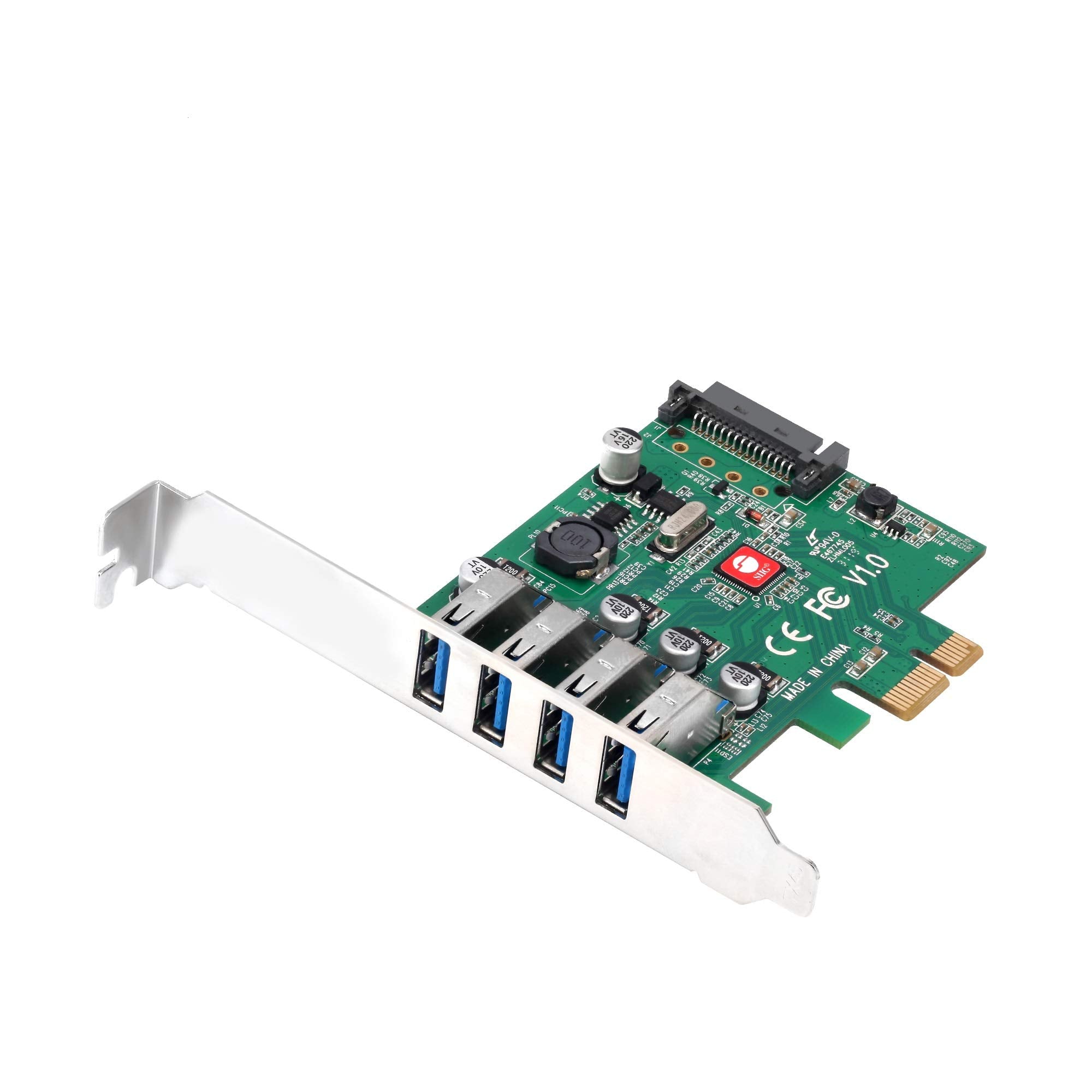 SIIG Dual Profile USB 3.0 4Port (5Gbps) PCIe 2.0 Host Expansion Card Adapter for Windows Desktop PC (JUP40A11S1)