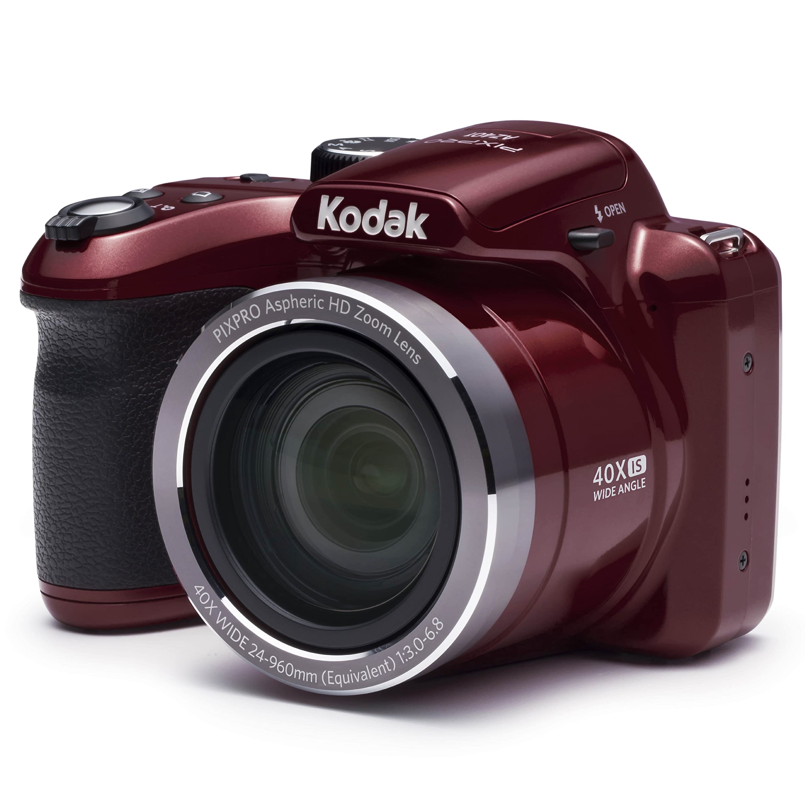 Kodak AZ401RD Point & Shoot Digital Camera with 3 LCD, Red