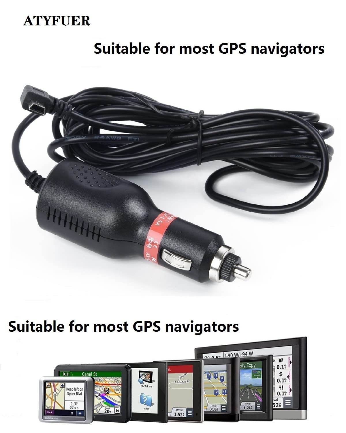 Dash Cam Charger Cable Gps Navigator Power Cord For Dash Cam Gps Mp3 Player Gps Navigator Charging For 12V Car And 24V Truck Car