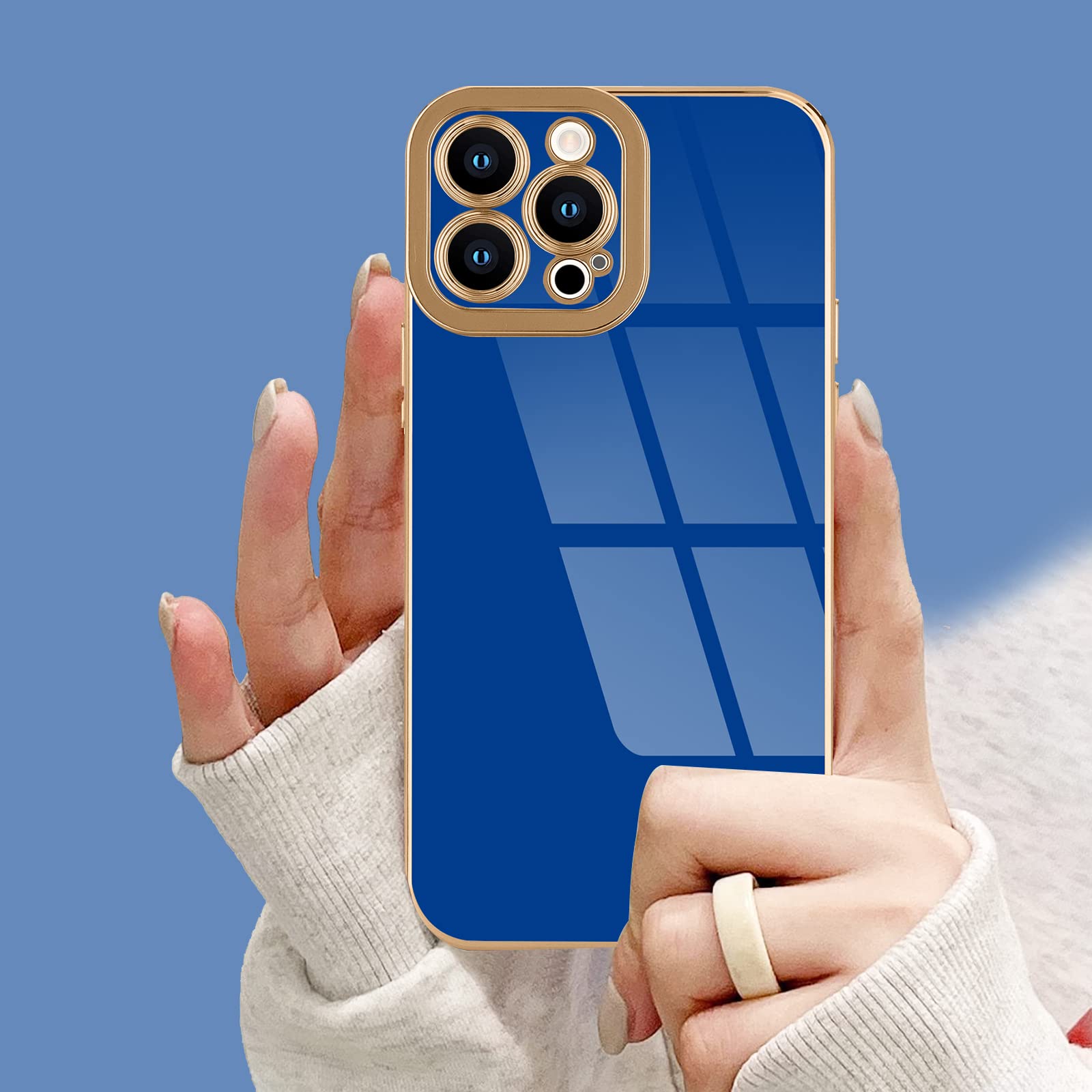 Lafunda Designed For Iphone 12 Pro Case, Luxury Cute Plating Cases For Women Girls Elegant Golden Edge Shockproof Tpu Bumper Cov