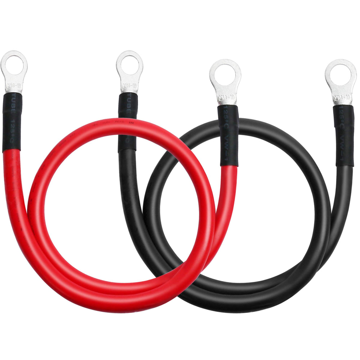 Lotfancy 6 Awg Wire, 6 Guage 20Inch Red + 20Inch Black Tinned Copper Battery Cables With 3/8'' Lugs For Automotive Marine Solar 