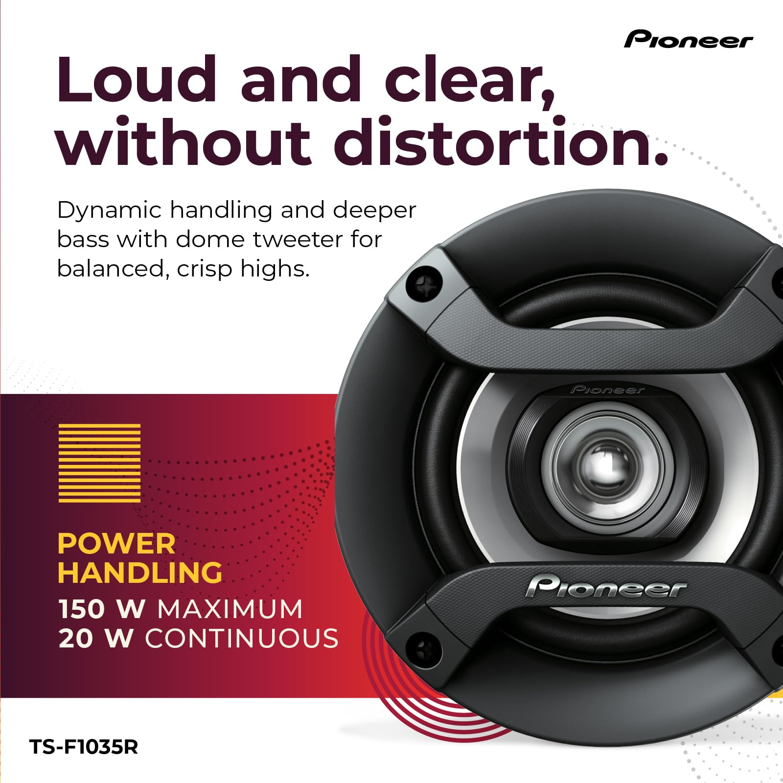 Pioneer Ts F1035R 2 Way Coaxial Car Audio Speakers   Full Range 4'' Round Speakers, 150W Max Power (Pair)