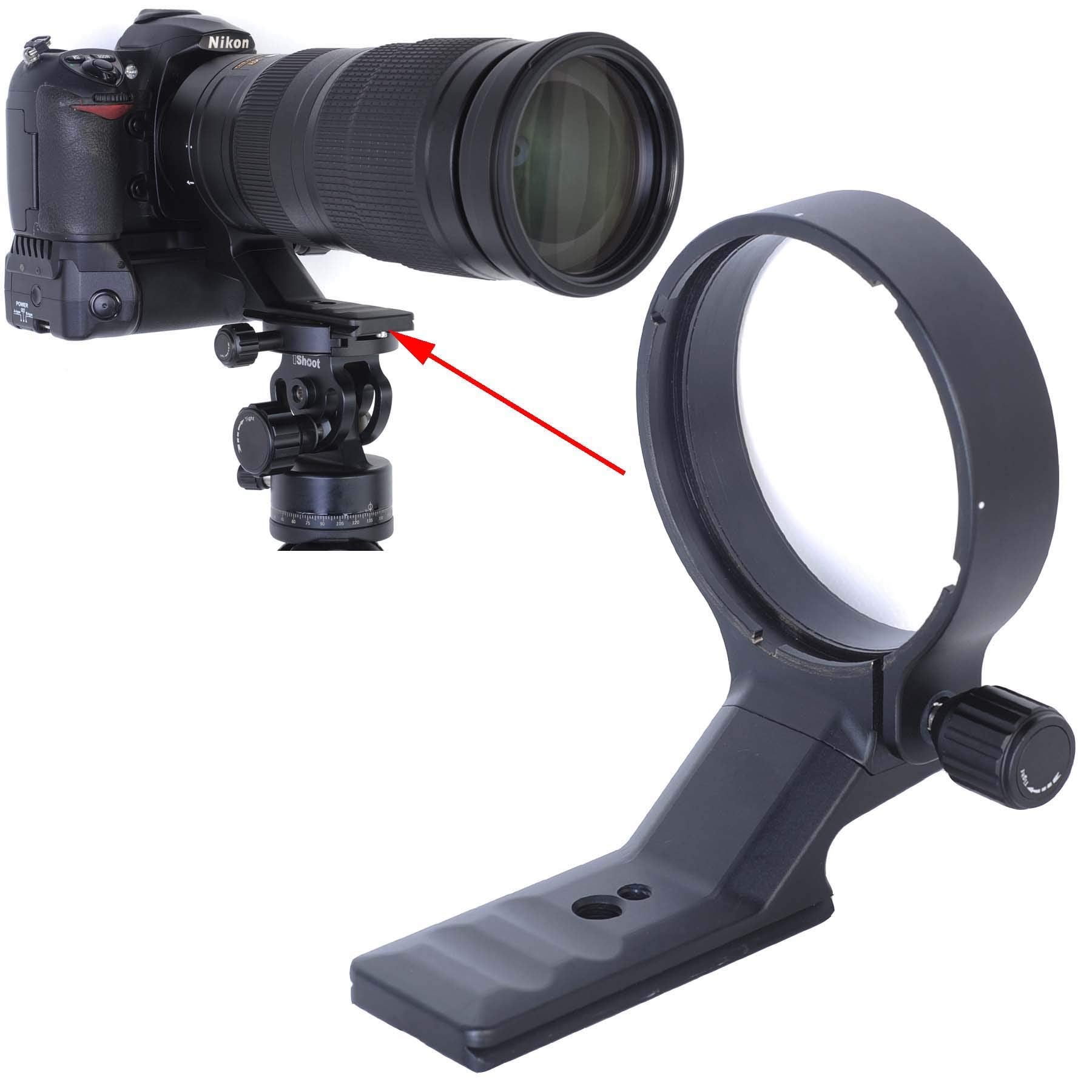 Ishoot Lens Collar Compatible With Nikon Af S Nikkor 200 500Mm F/5.6E Ed Vr, Lens Tripod Mount Ring Support Bracket Holder, Bott