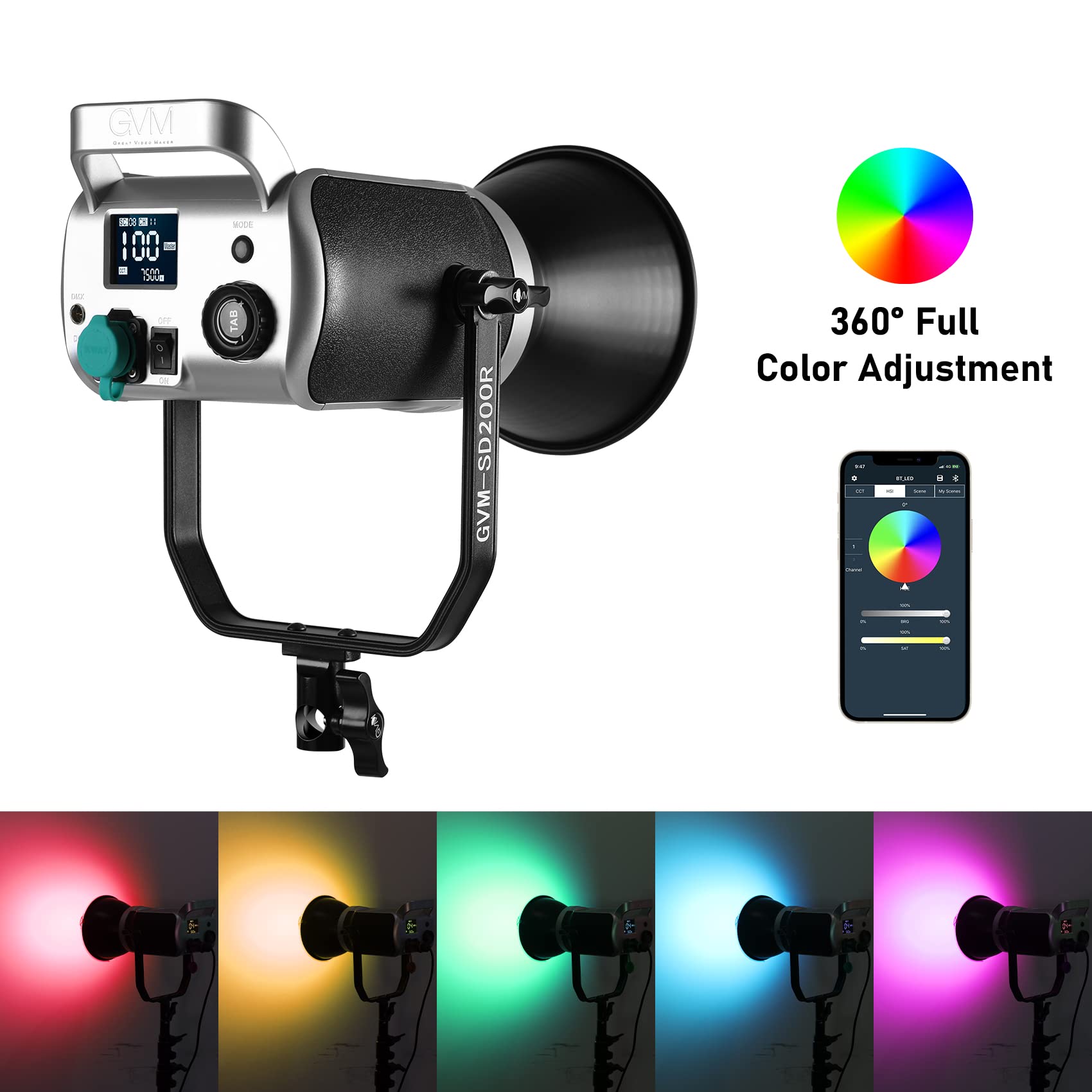 Gvm Rgb Video Light Kit, 200W Bi Color Led Video Lighting With Dmx Bowens Mount Softbox & Stand, Studio Light For Photography Sh