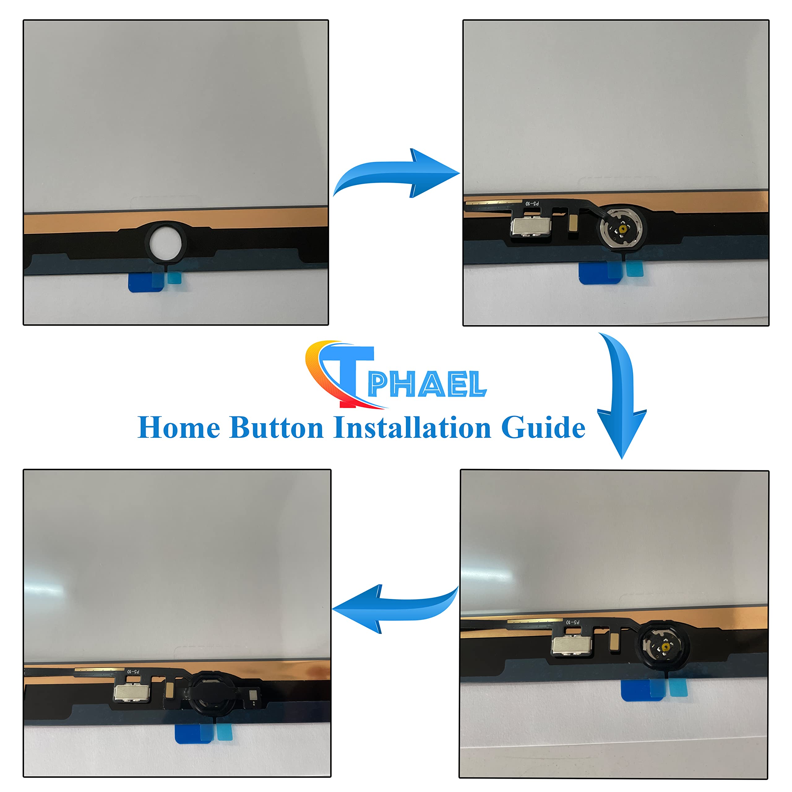 T Phael Black Home Button Replacement For Ipad 10.2'' 2019 7 7Th Gen (A2197 A2198 A2200), 2020 8 8Th Gen (A2270 A2428 A2429 A243