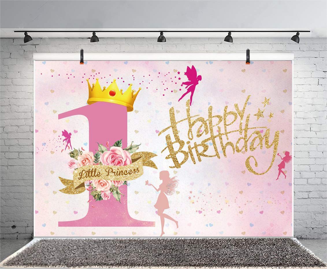 Lfeey 1St Birthday Backdrops For Photography Girl Princess Sweet Pink First Birthday Photo Background Kids Baby Girls 1 Year Old
