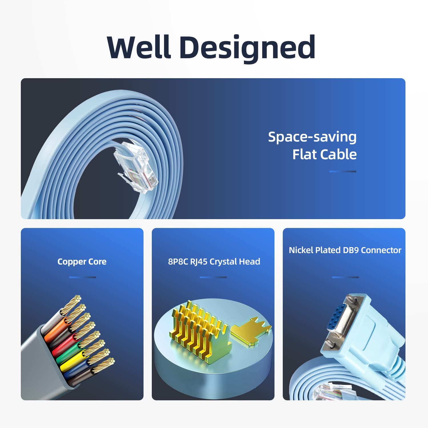 Rj45 To Db9 Console Cable, 1.8M/6Ft Rs232 To Rj45 Console Cables Serial Port Management Adapter Compatible With Cisco Router Swi