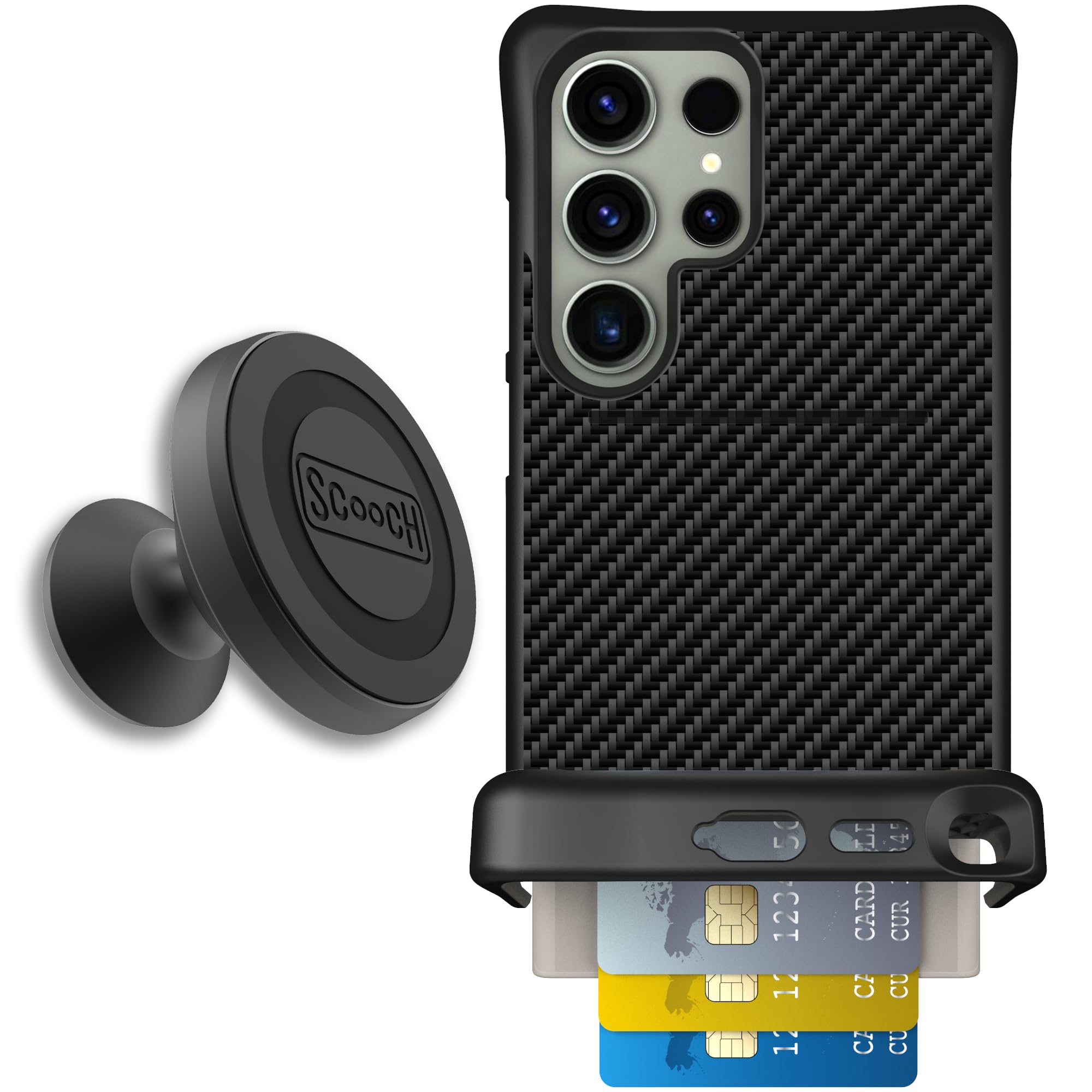 Scooch for Galaxy S24 Ultra Case with Card Holder, Wingmate Wallet Case with Hidden Card Slot and RFID Protection for 4 Cards, S