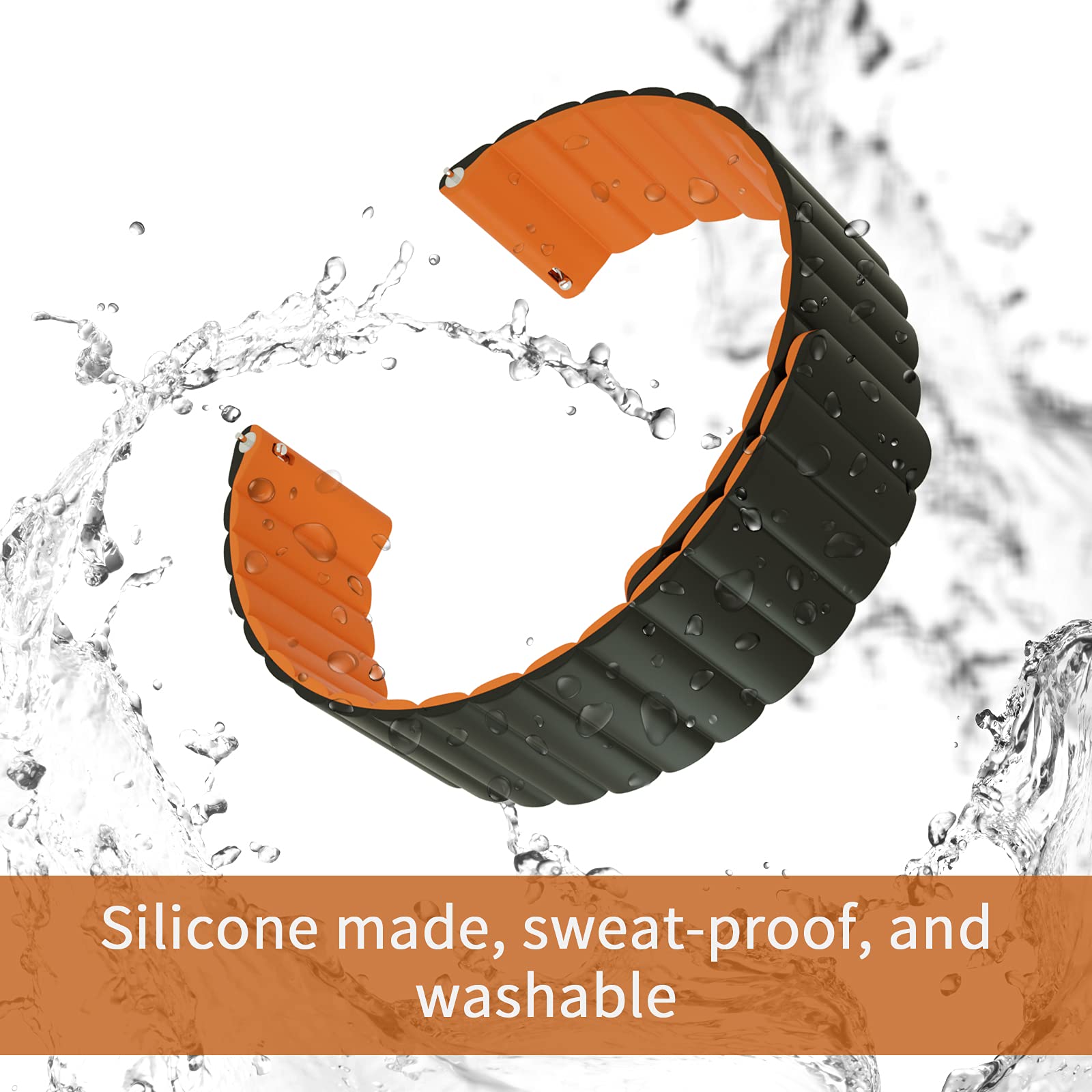 Pfct-U Magnetic Watch Band, Silicone Watch Strap Quick Release Smart Watch Bands 22Mm For Gear S3 Replacement For Galaxy 46Mm Ve