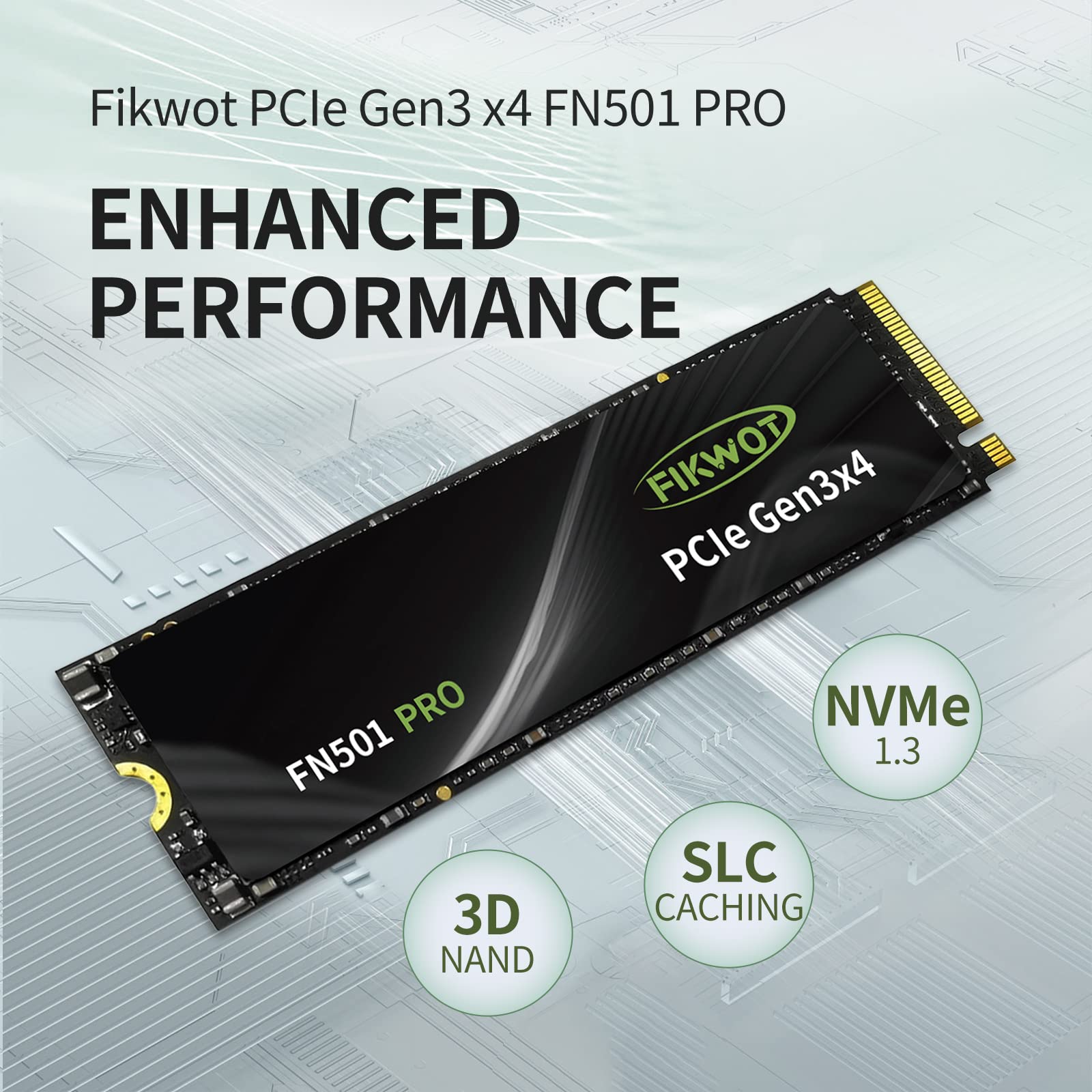 Fikwot Fn501 Pro 256Gb Nvme Ssd   M.2 2280 Pcie Gen3 X4 Internal Solid State Drive With Graphene Cooling Sticker, Up To 3,500Mb/