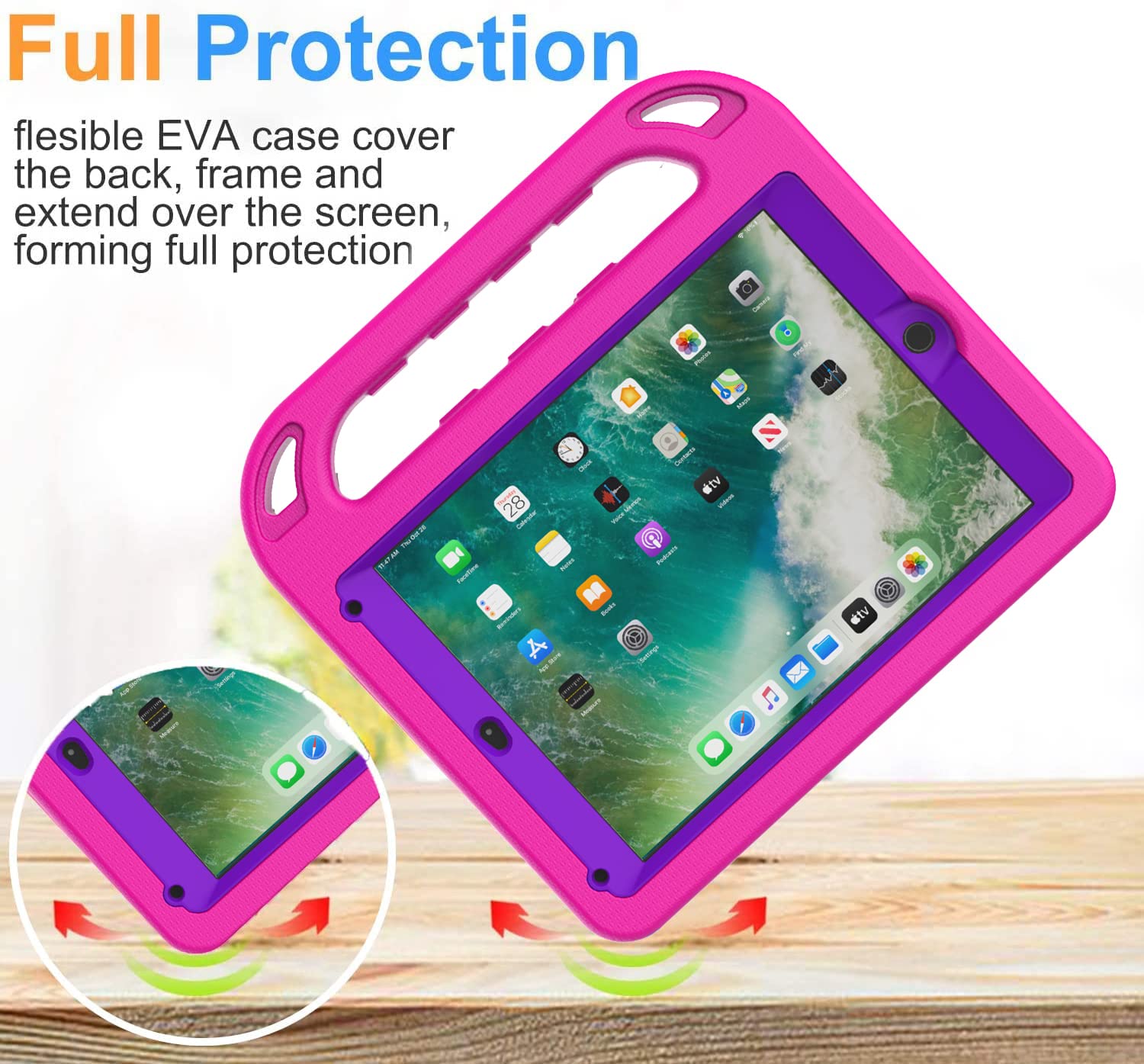Bmouo Kids Case For Ipad 9.7 2018/2017/Ipad Air 2/1, Ipad 6Th/5Th Generation Case For Kids, Built In Screen Protector, Shockproo