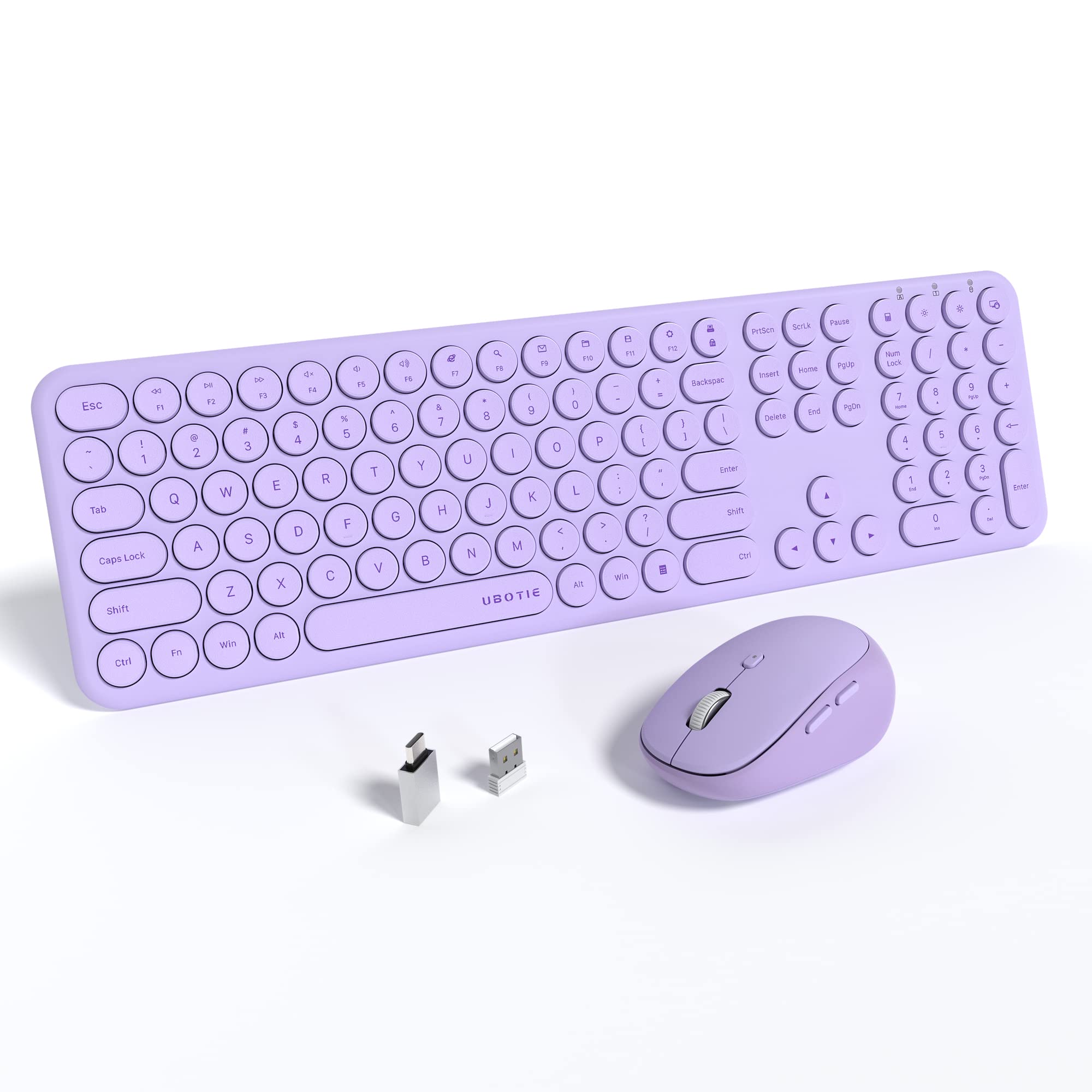 Ubotie Wireless Keyboards And Mouse, Silent Scissor Switches Slim Keyboards Mice Set, Quiet Full Size 111 Keys With Adjustable O