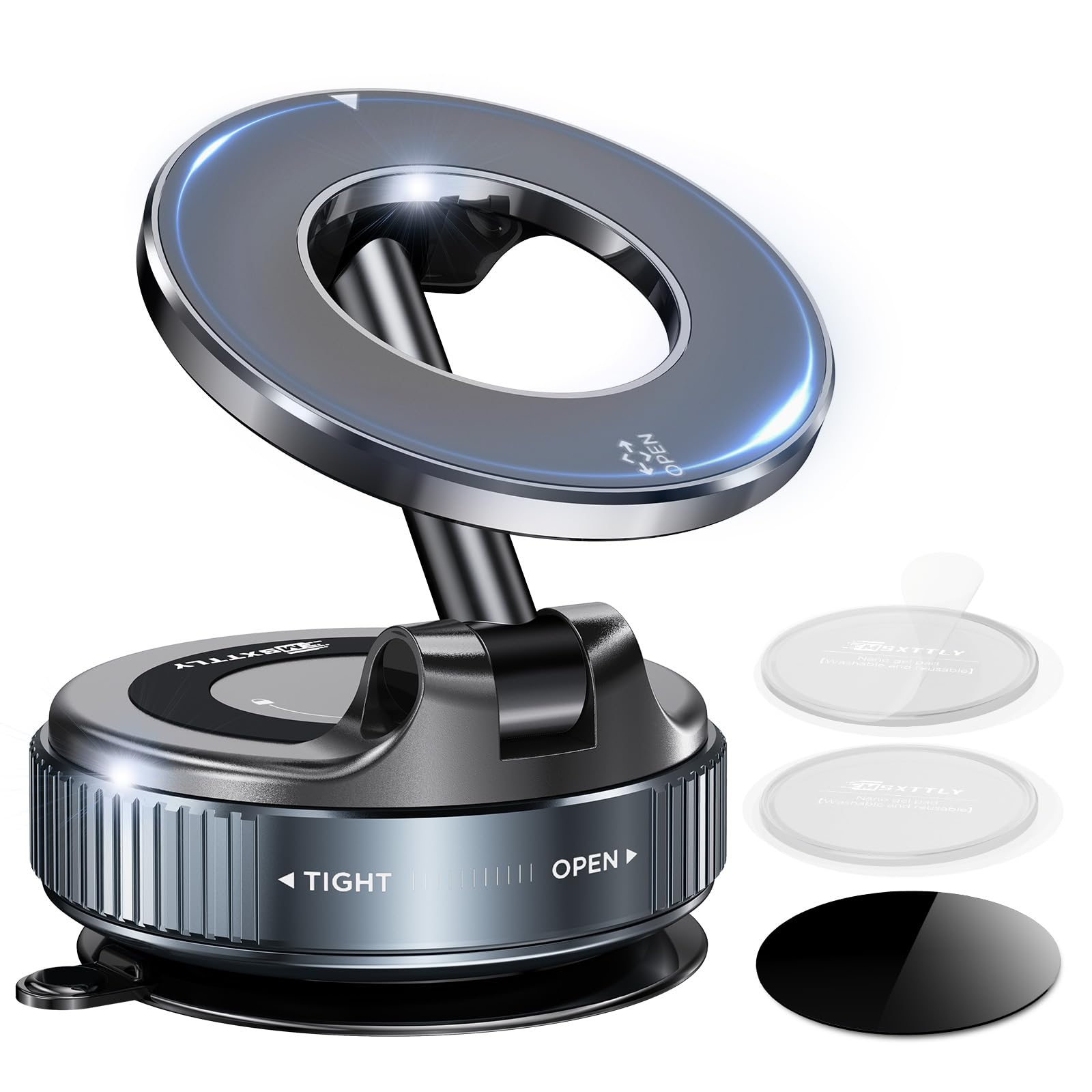 Msxttly Vacuum Magnetic Phone Holders For Your Car 2025 Suction Cup Phone Mount With Washable Nano Gel Pads 360 Adjustable Phone