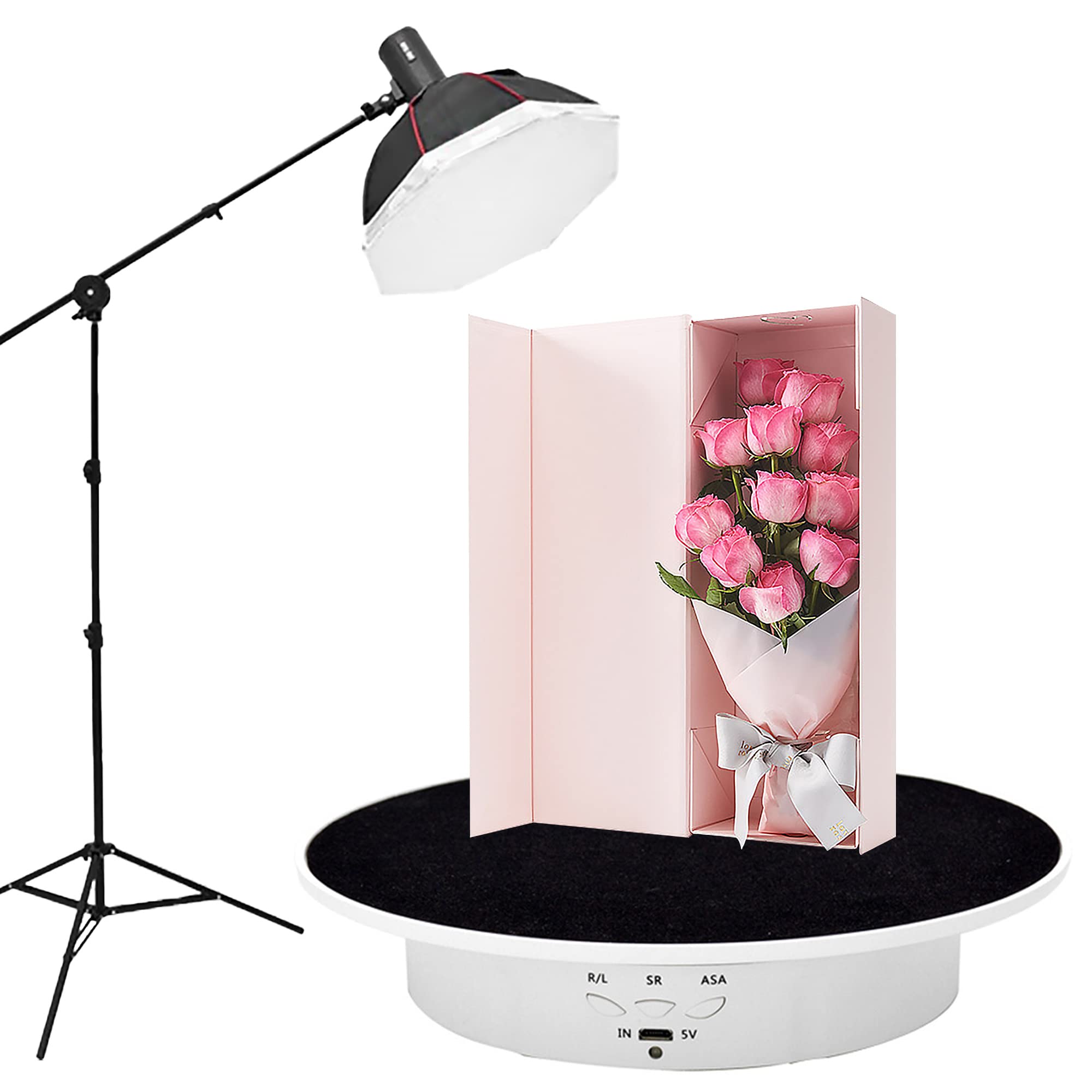 Felrelwel Electric Rotating Display Stand,7.9 Inches Mirror Covered Motorized Spinning Display Turntable For Cake/Jewelry/Photog