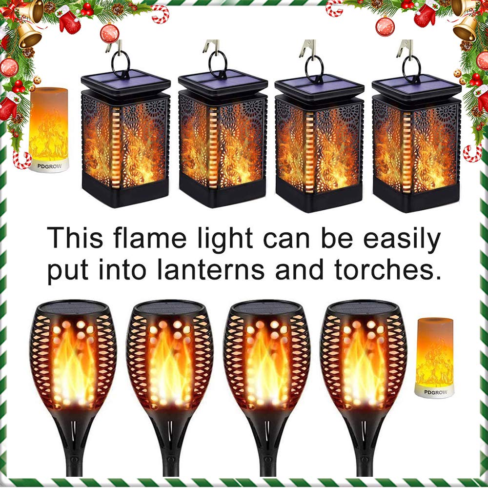 Pdgrow Led Flame Effect Light, Flame Lamp 4 Modes Usb Rechargeable Fire Lights Indoor Campfire Outdoor Decorative Lantern Hangin