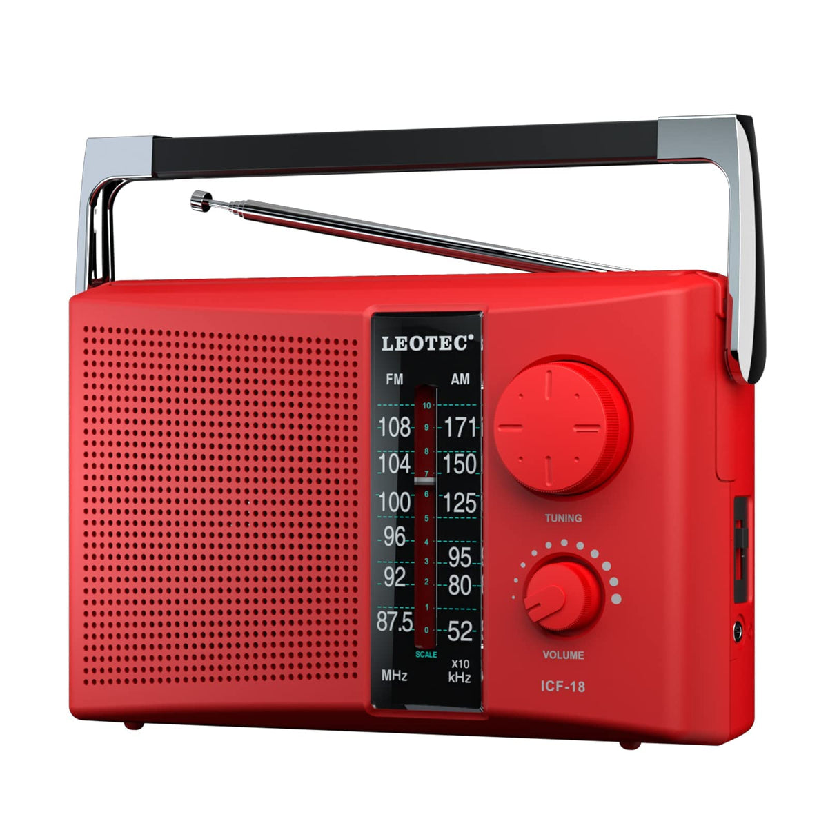 Leotec Portable Am Fm Radio With Best Reception Ac & Battery Operated Big Speaker,Large Tuning Knob,Clear Dial,Earphone Jack For