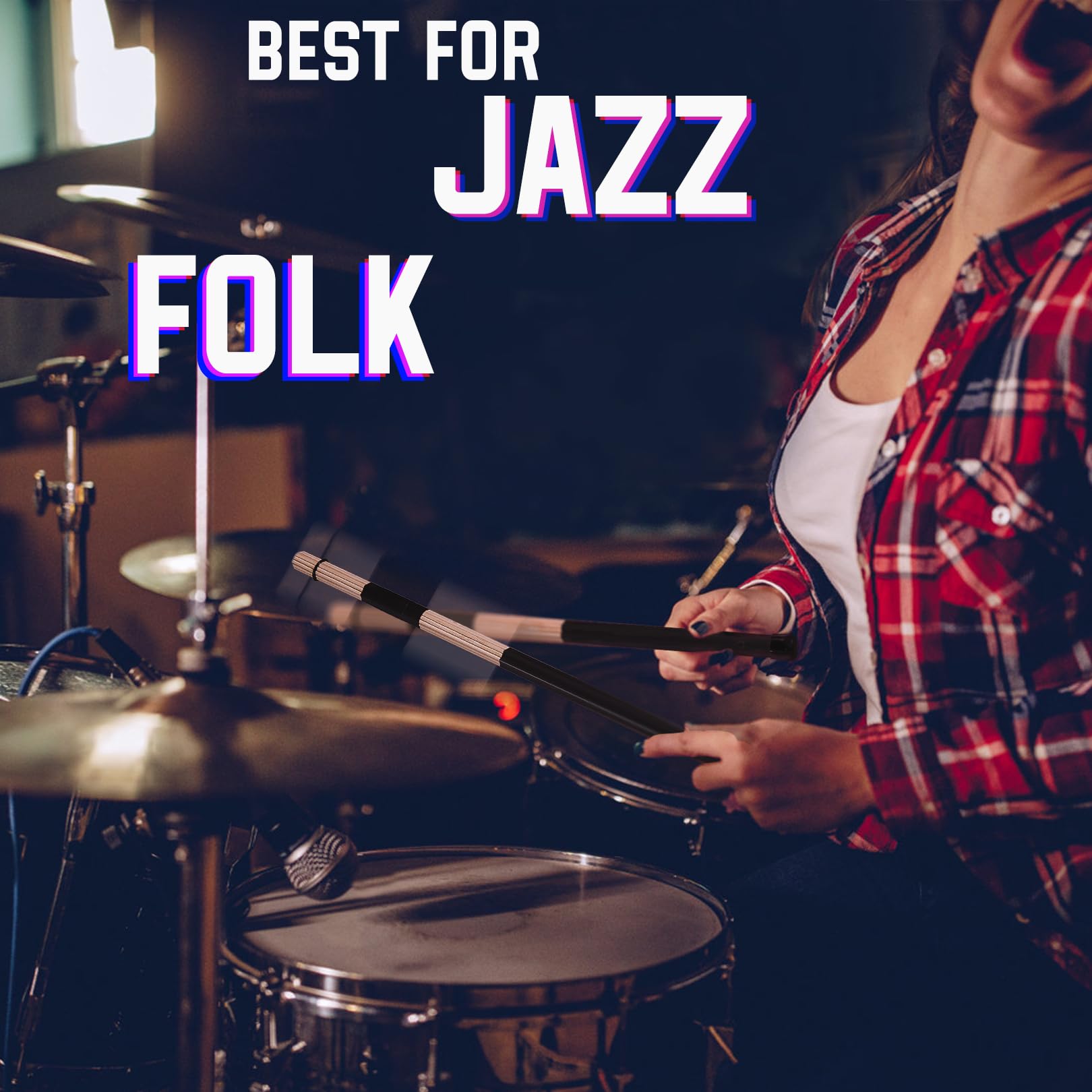 Jazz Drum Sticks Drumsticks Bamboo Punk Drum Sticks For Jazz Folk Music (2)