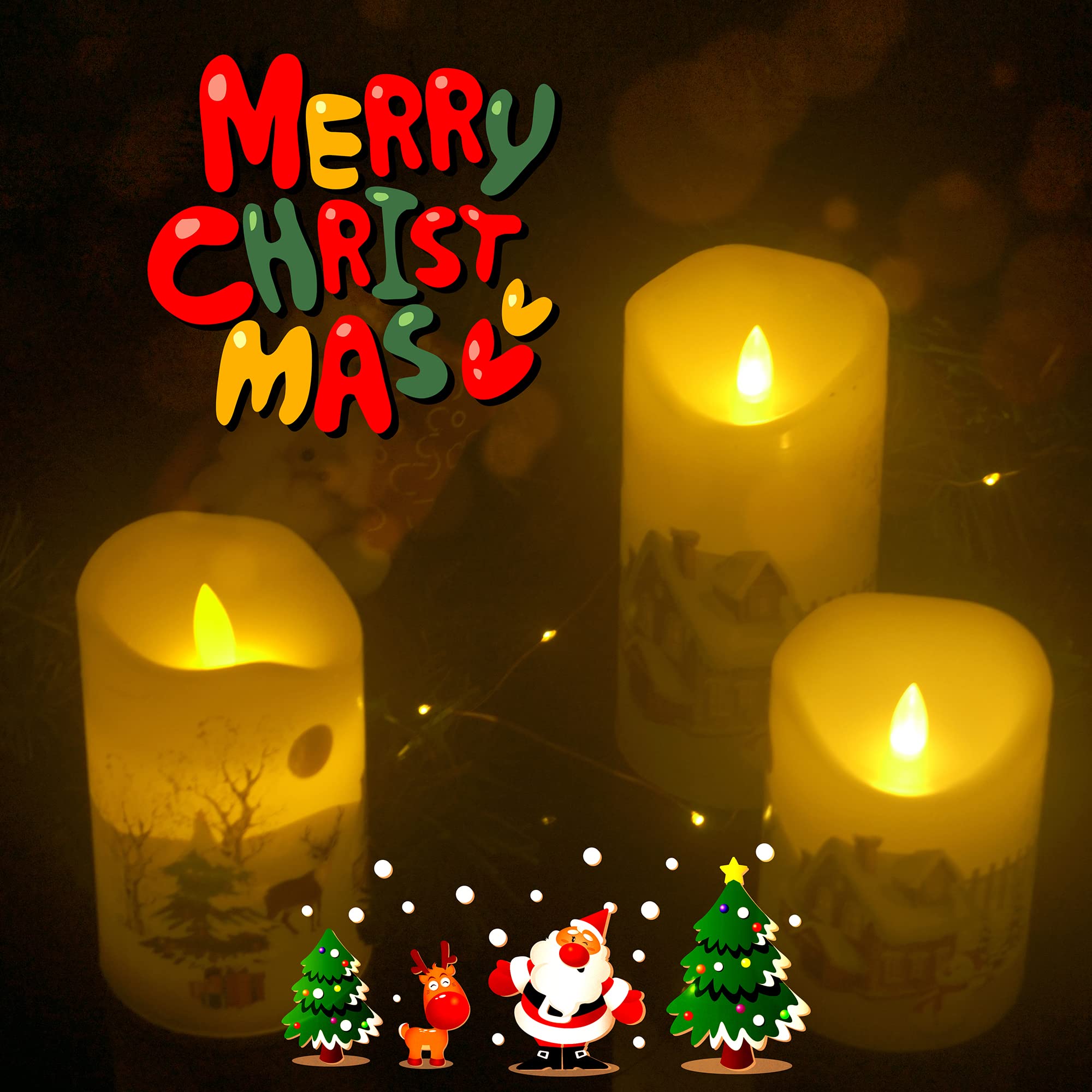 Candle Choice Christmas Flameless Candles With Remote Timer Real Wax Realistic Flickering Battery Operated Electric Led Pillars