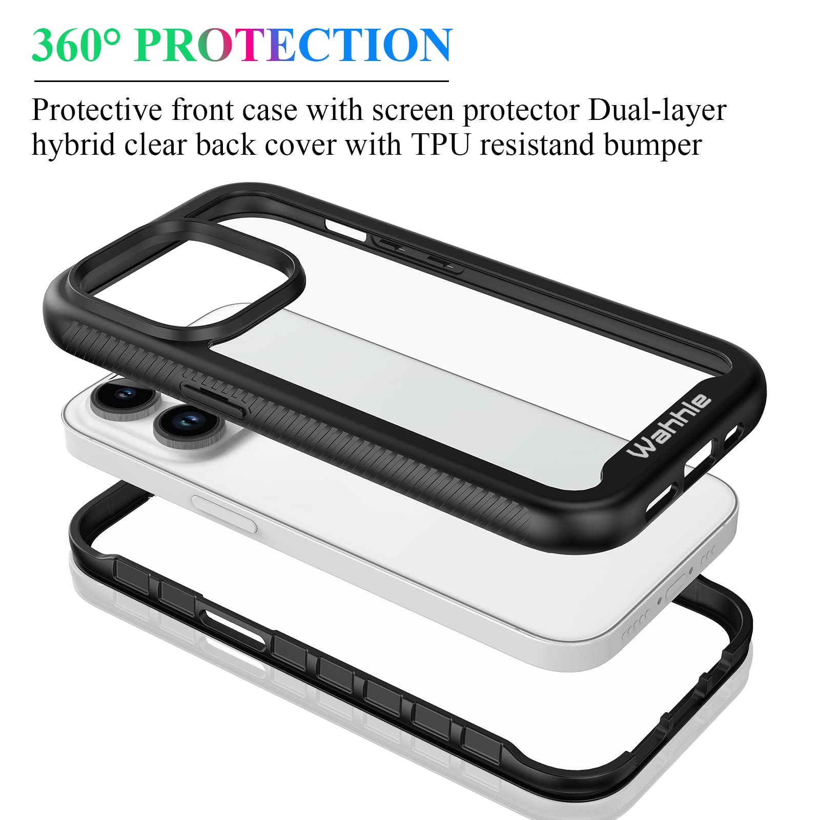 Wahhle Compatible With Iphone 14 Pro Case, Full Body Protection Phone Cover With Screen Protector Built In, Touch Sensitive, Ant