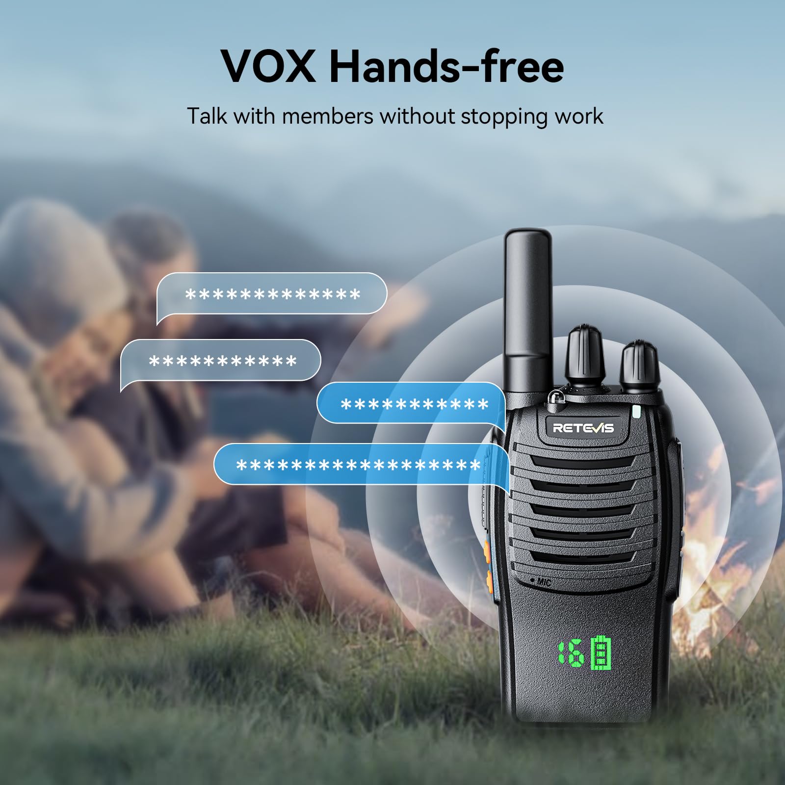 Retevis H 777H Walkie Talkies Rechargeable,2 Way Radios Long Range,Usb C,Vox,Short Antenna,Hidden Display,Flashlight,Portable Frs Two Way Radios For Adults Retail Church Club (3 Pack)
