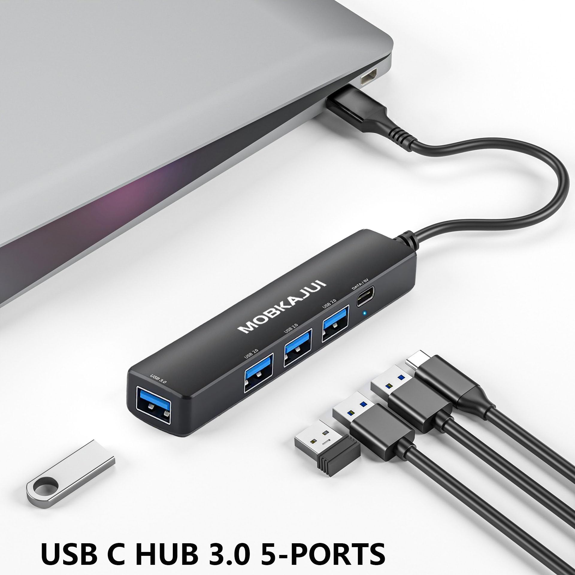 Usb C Hub 3.0 5 Port, Usb C Multiple Hub Data Splitter Extender With Usb C Power/Data Port, With Indicator Lights, For Laptop, P