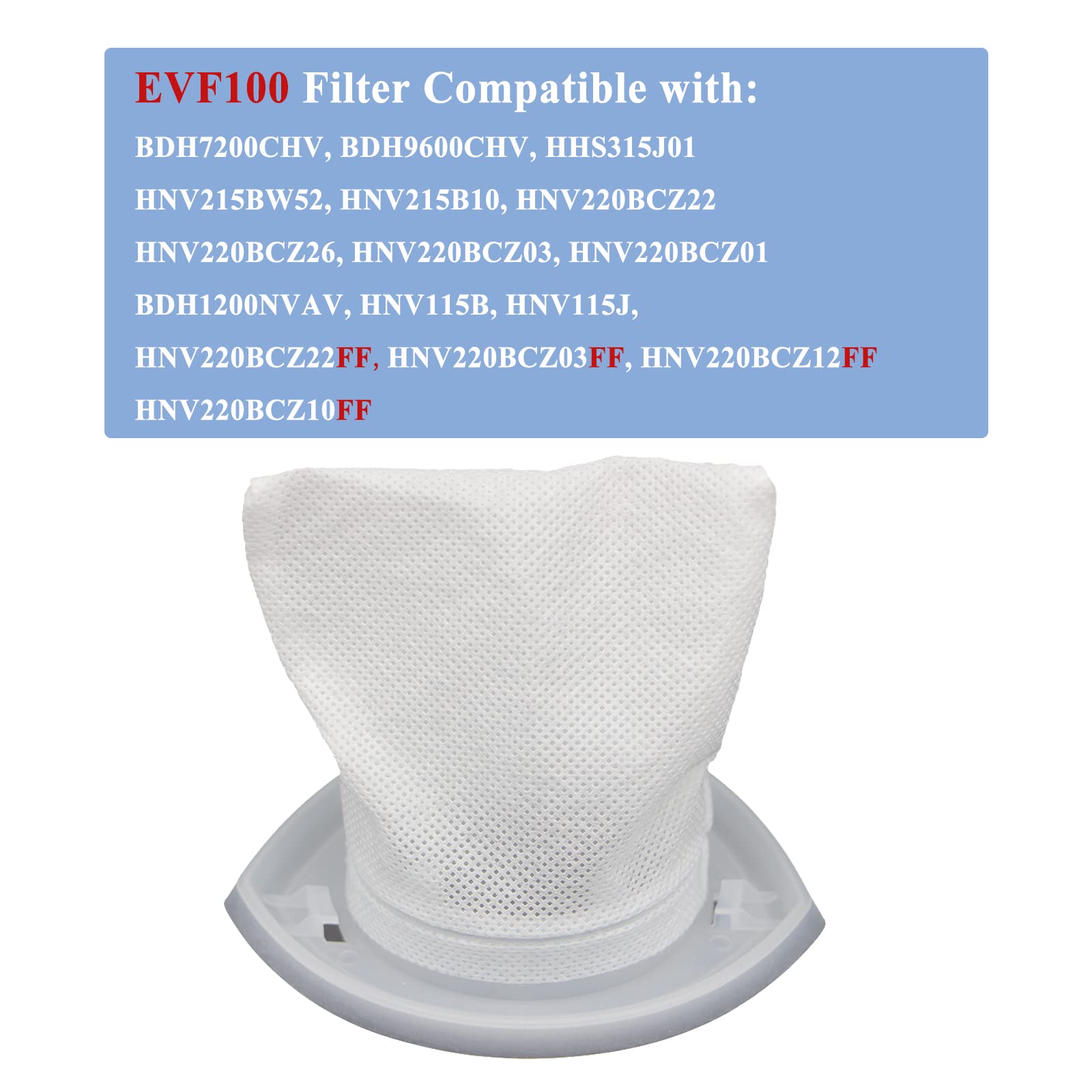 Aolleteau 6 Pack Evf100 Filters Compatible With Black+Decker Hnv220B, Hnv215B, Hnv115B Series, Hhs315J01, Bdh7200Chv, Bdh9600Chv